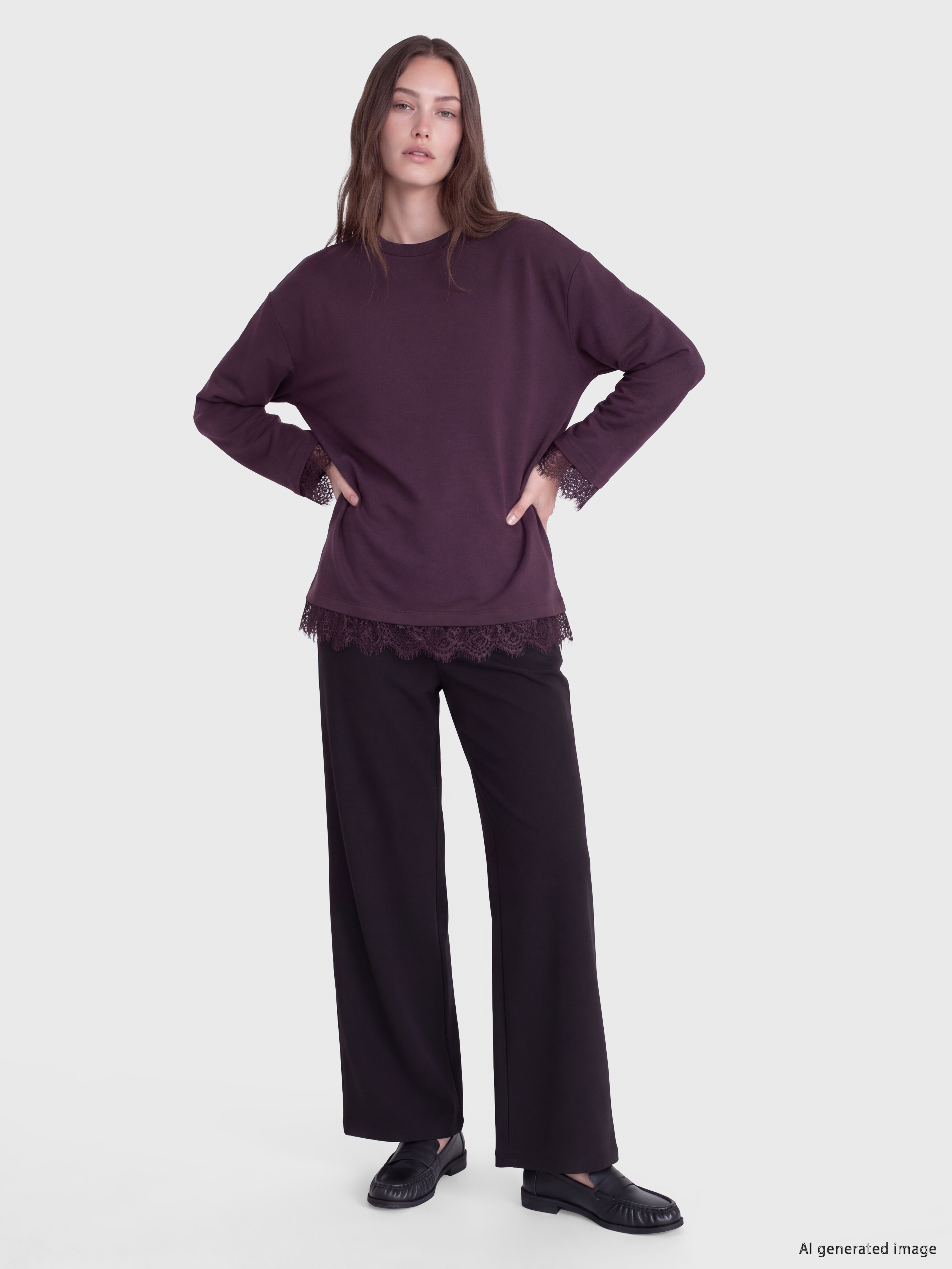 LCW Modest Soft Touch Kadın Sweatshirt Tunik görsel 2
