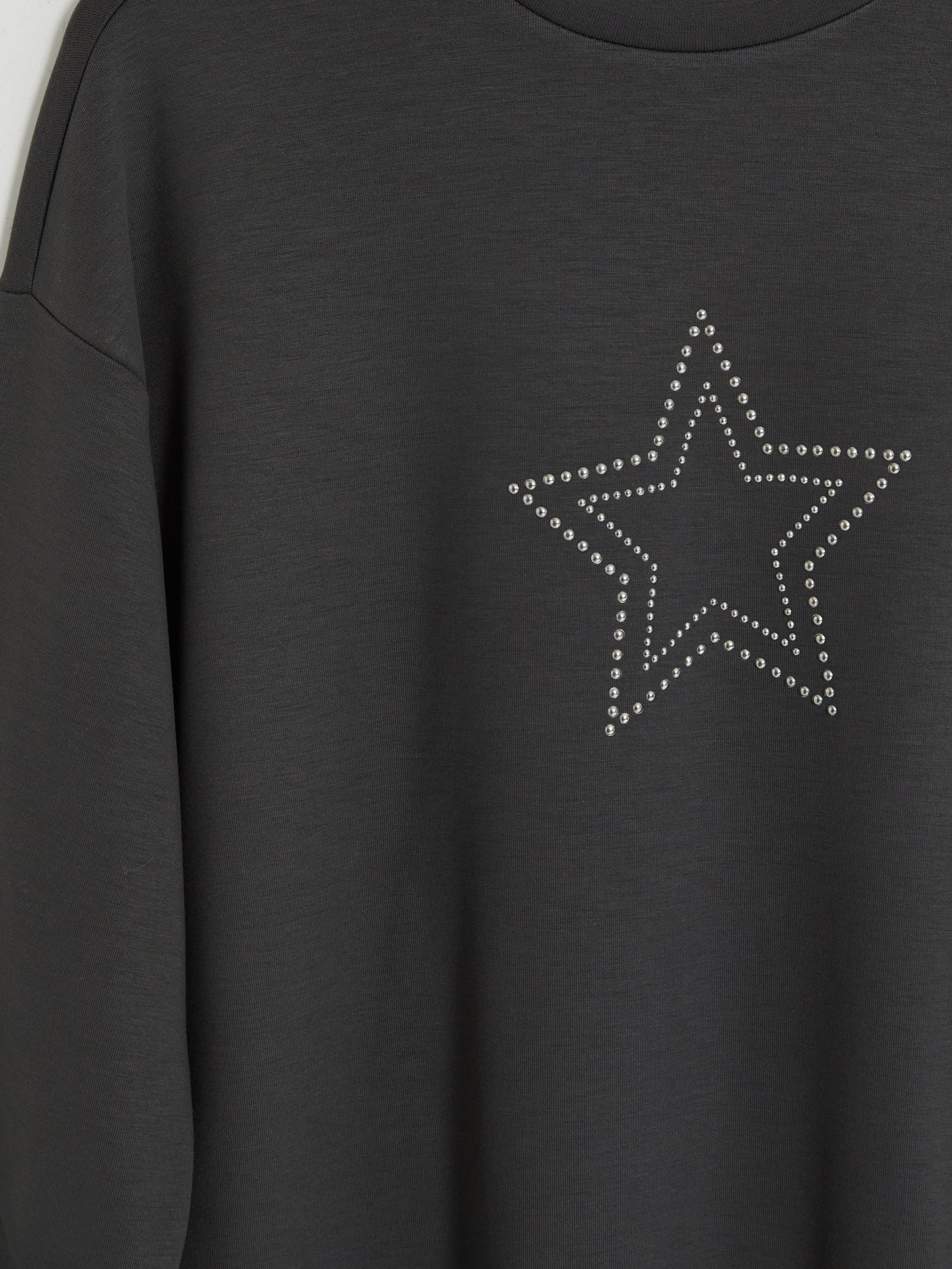 LCW Modest Taşlı Soft Touch Kadın Sweatshirt Tunik görsel 3
