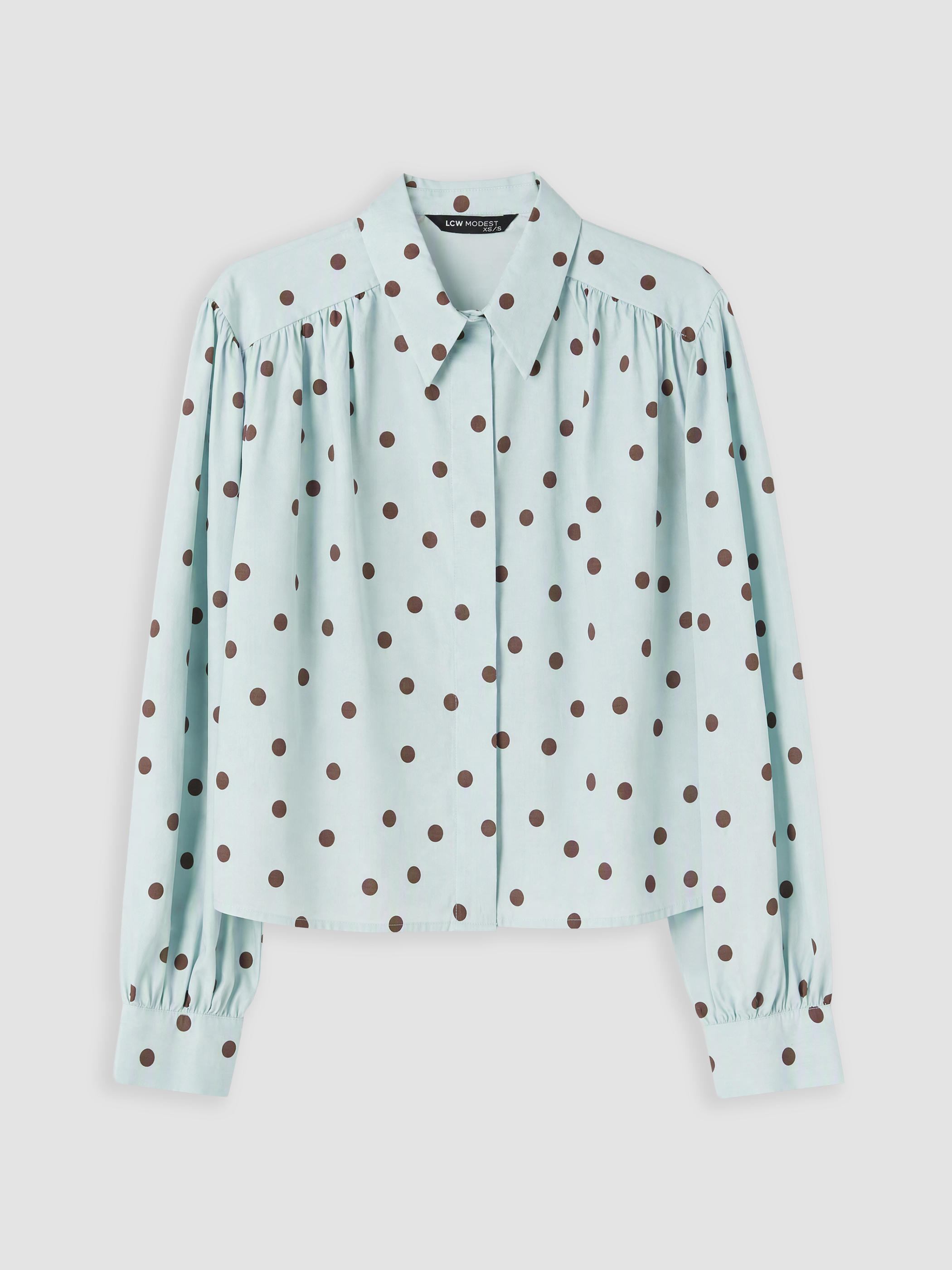 LCW Modest Puantiyeli Poplin Kadın Gömlek görsel 5