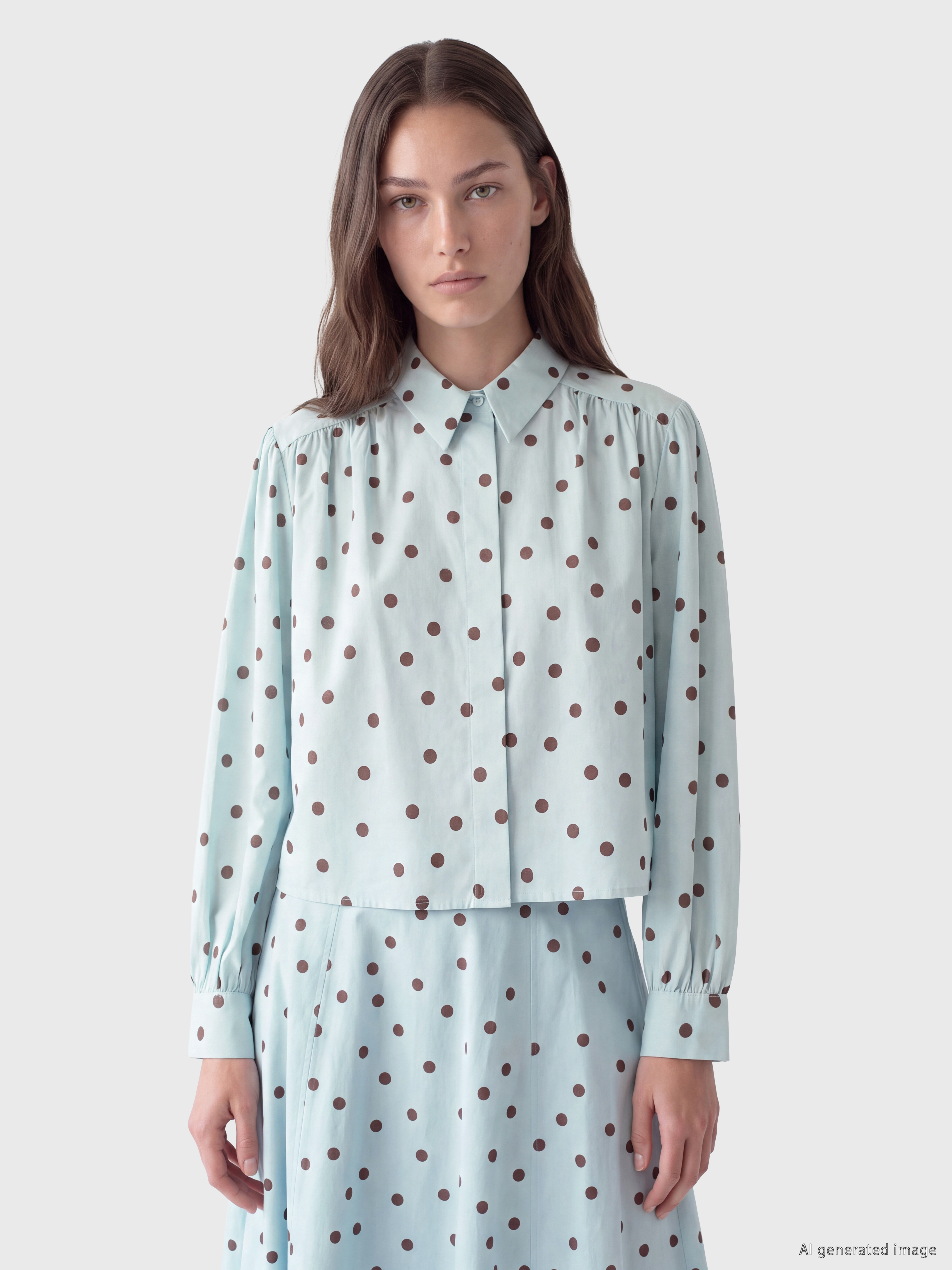 LCW Modest Puantiyeli Poplin Kadın Gömlek görsel 2