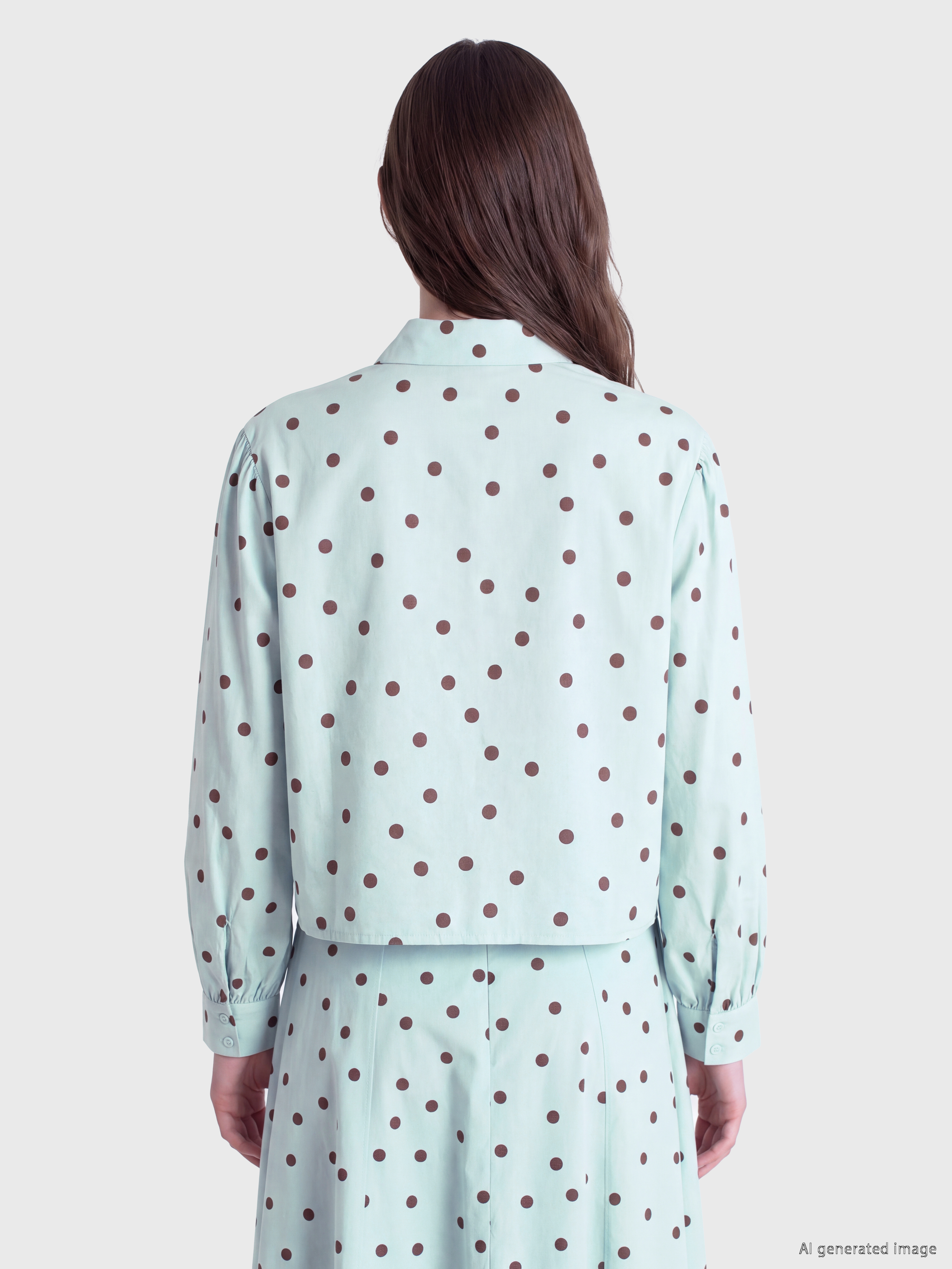 LCW Modest Puantiyeli Poplin Kadın Gömlek görsel 4