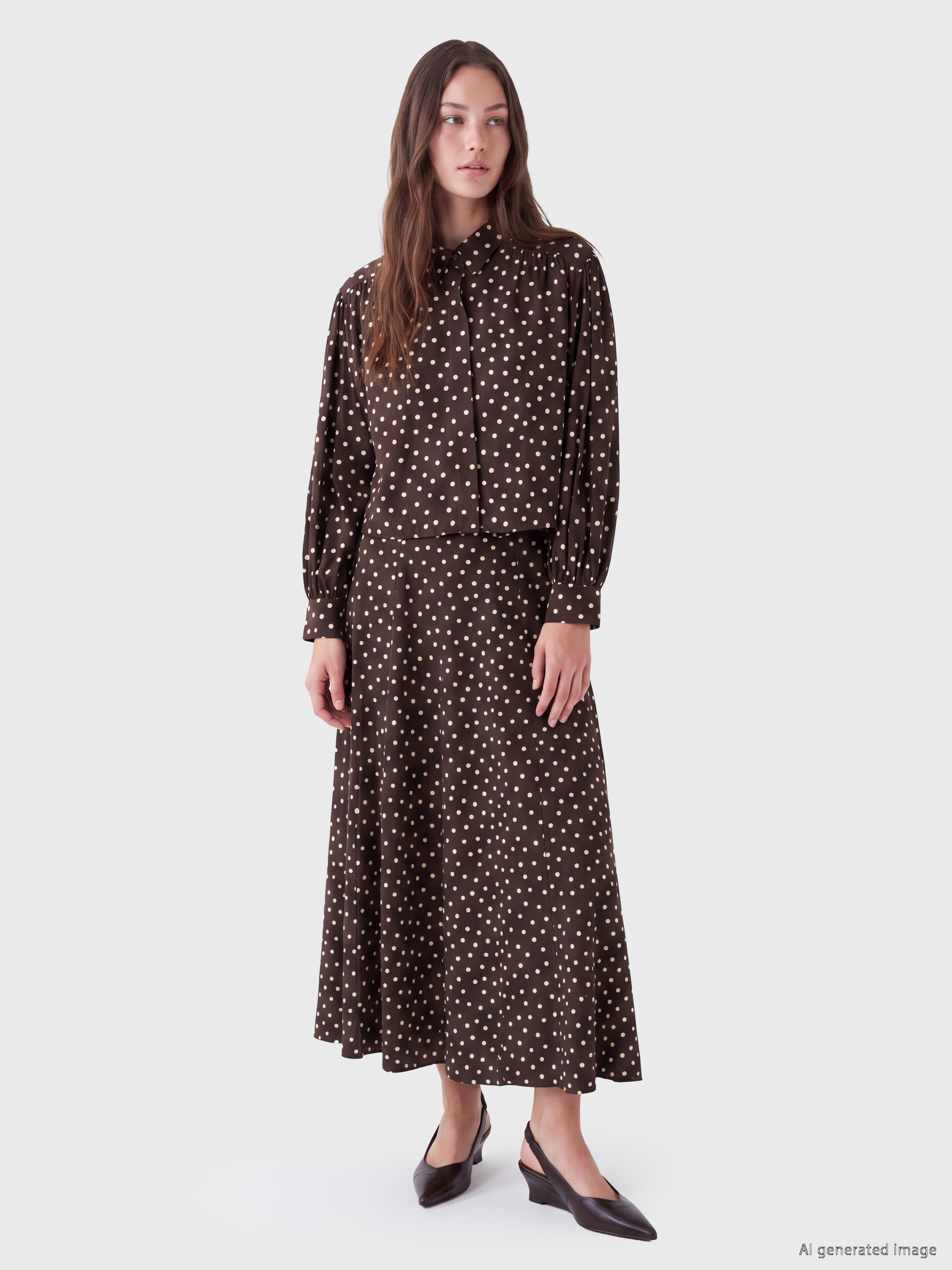LCW Modest Puantiyeli Poplin Kadın Gömlek