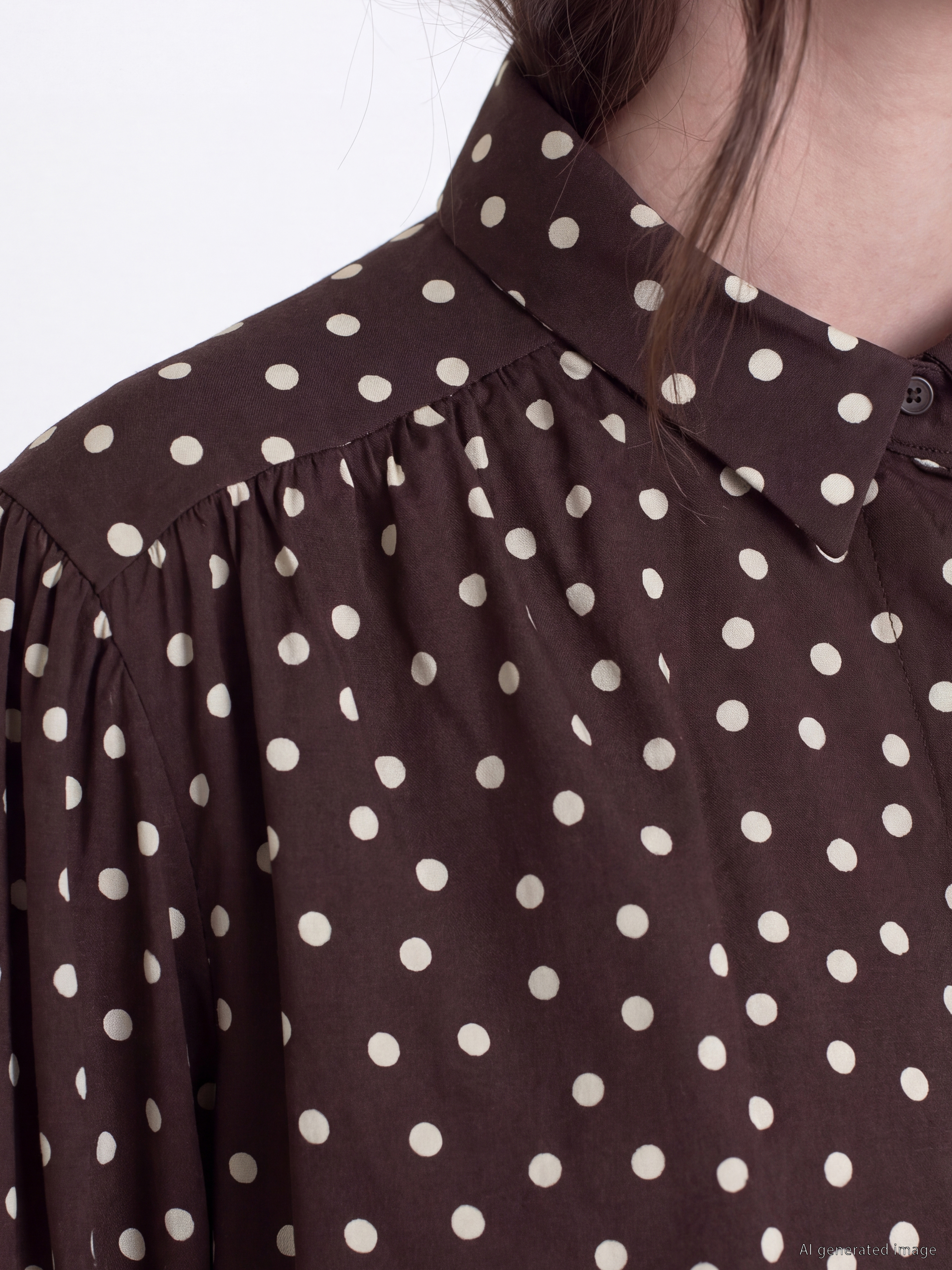 LCW Modest Puantiyeli Poplin Kadın Gömlek görsel 3