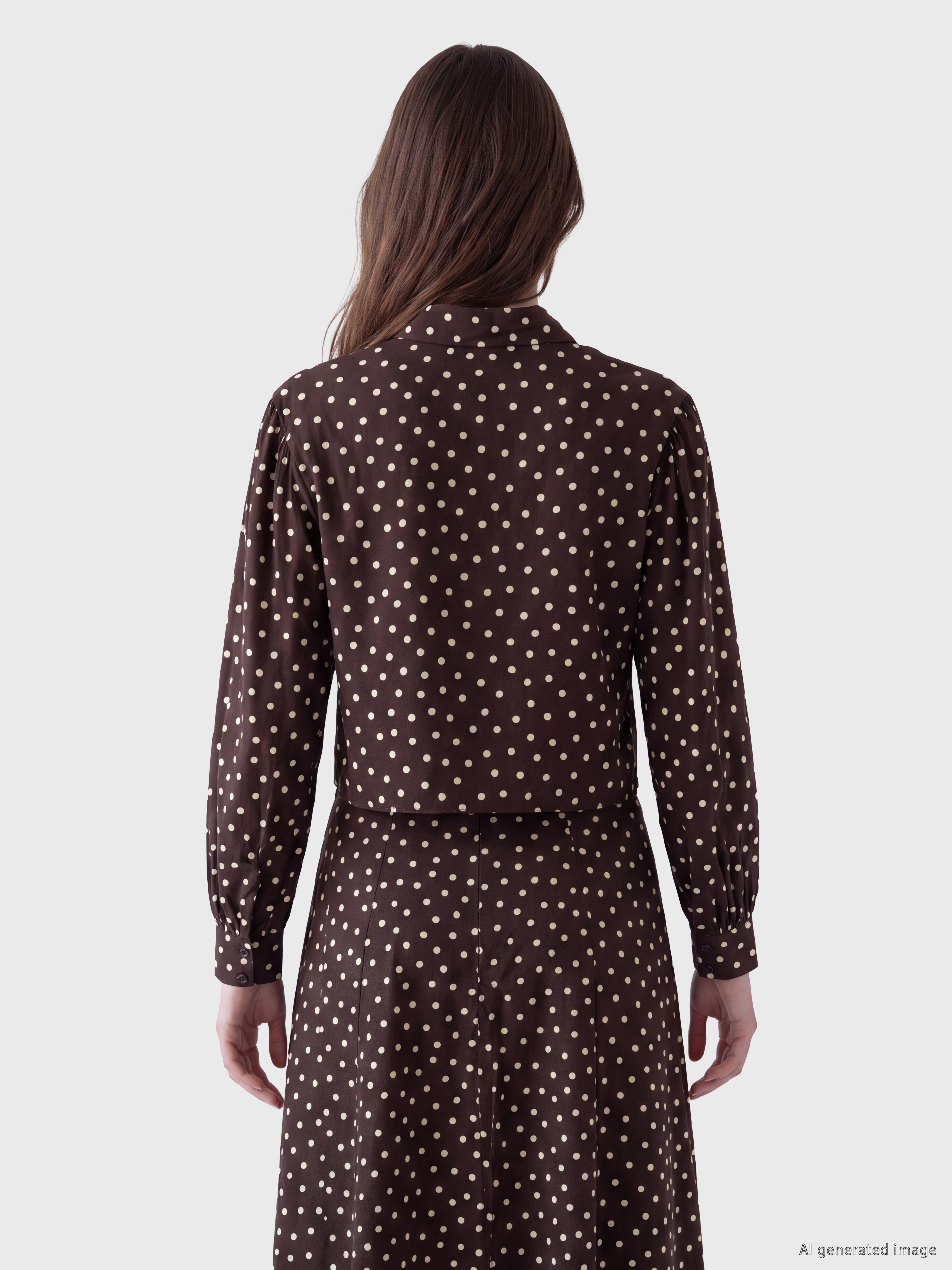 LCW Modest Puantiyeli Poplin Kadın Gömlek görsel 4