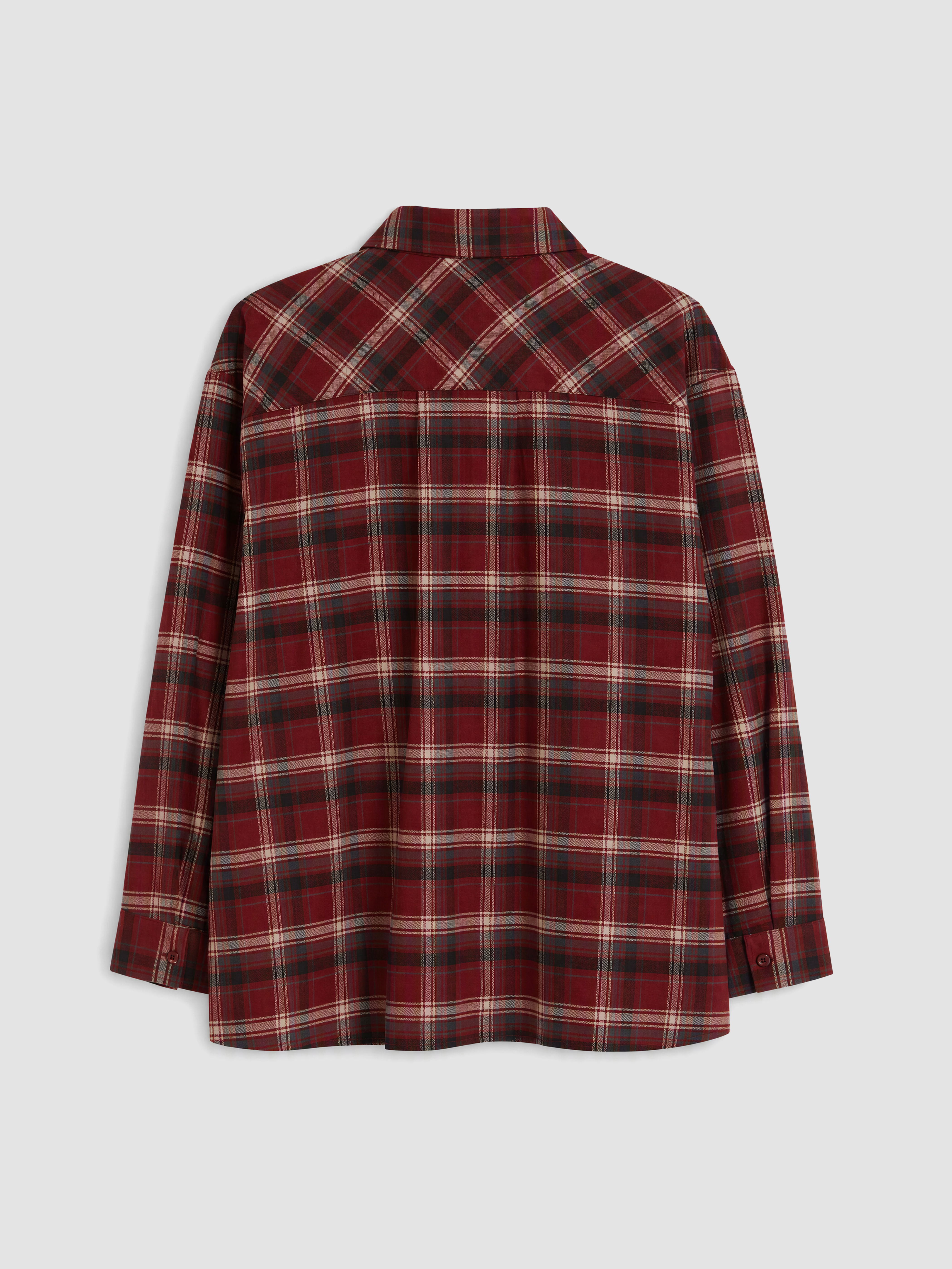 LCW Modest Ekose Oversize Kadın Oduncu Gömlek Tunik görsel 7