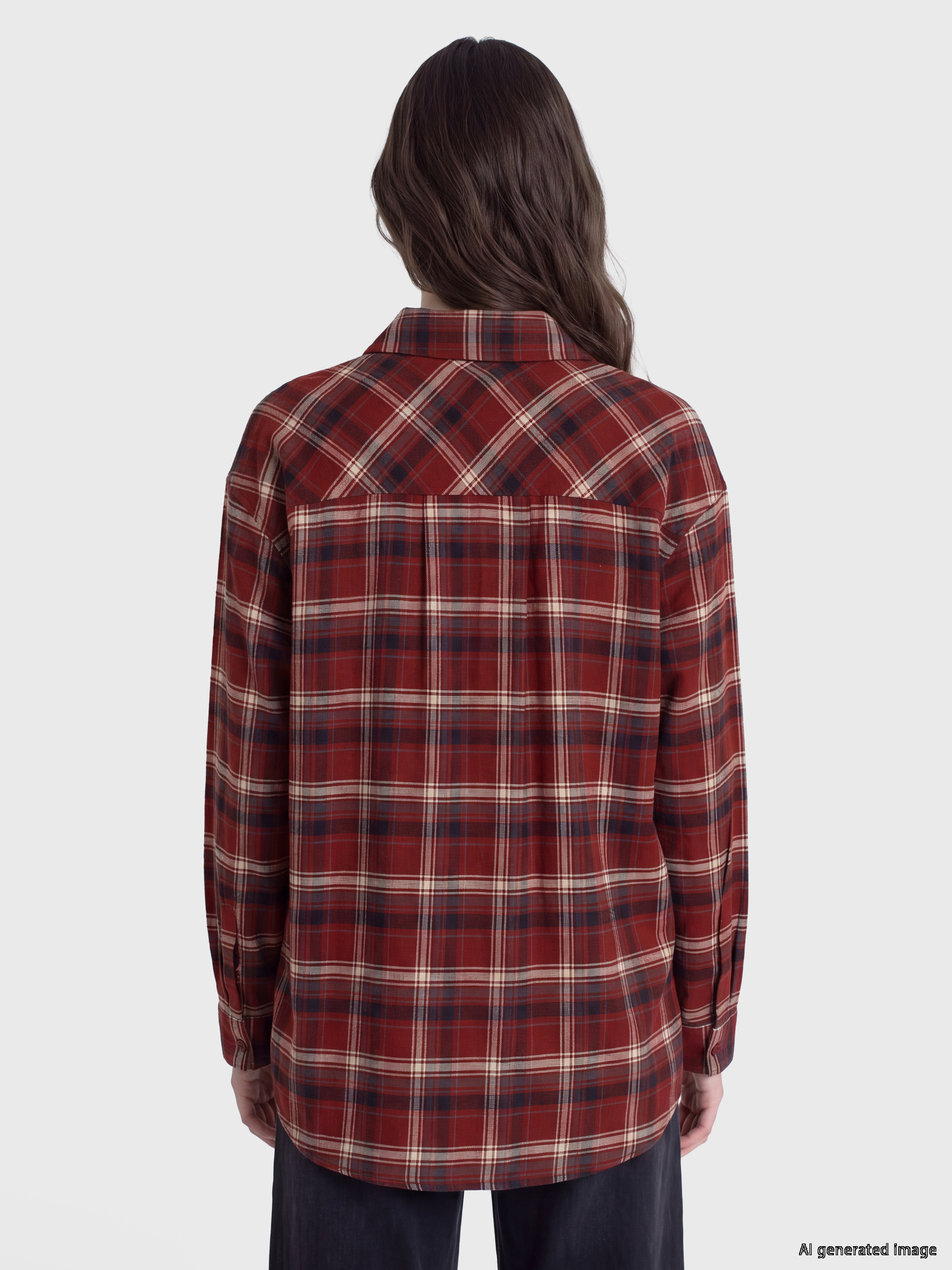LCW Modest Ekose Oversize Kadın Oduncu Gömlek Tunik görsel 4