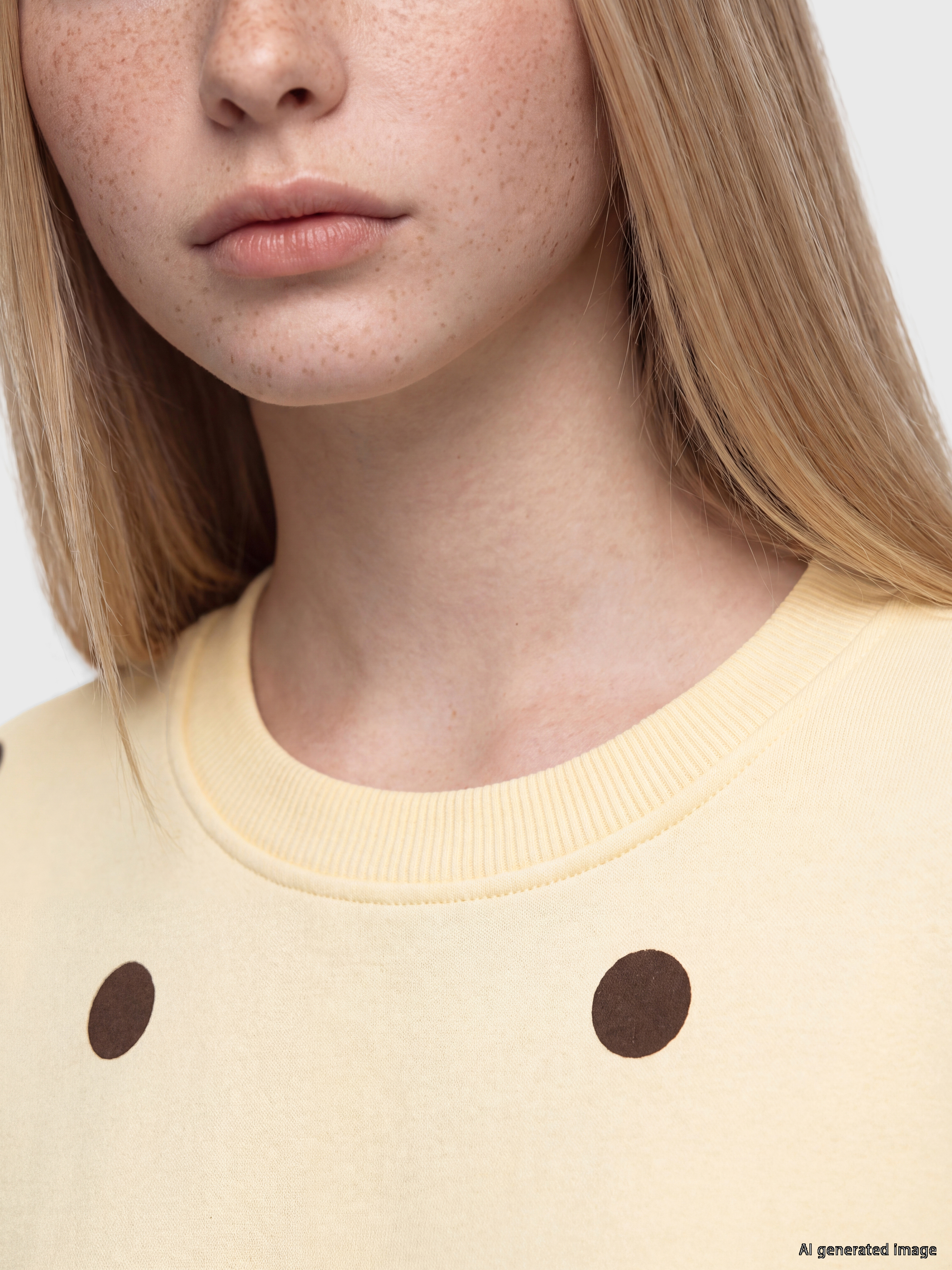 XSIDE Puantiyeli Oversize Kadın Kalın Sweatshirt görsel 3