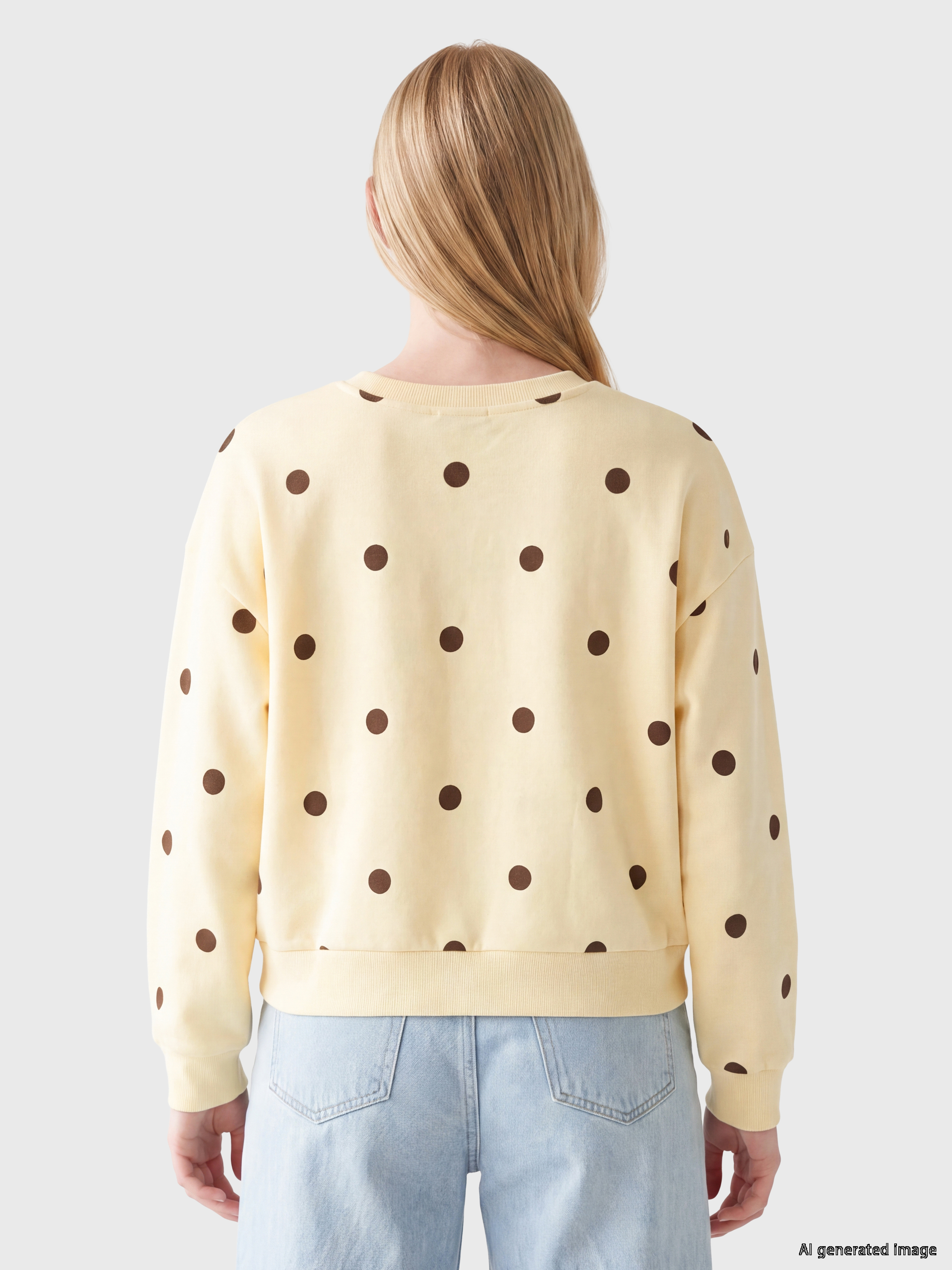 XSIDE Puantiyeli Oversize Kadın Kalın Sweatshirt görsel 4