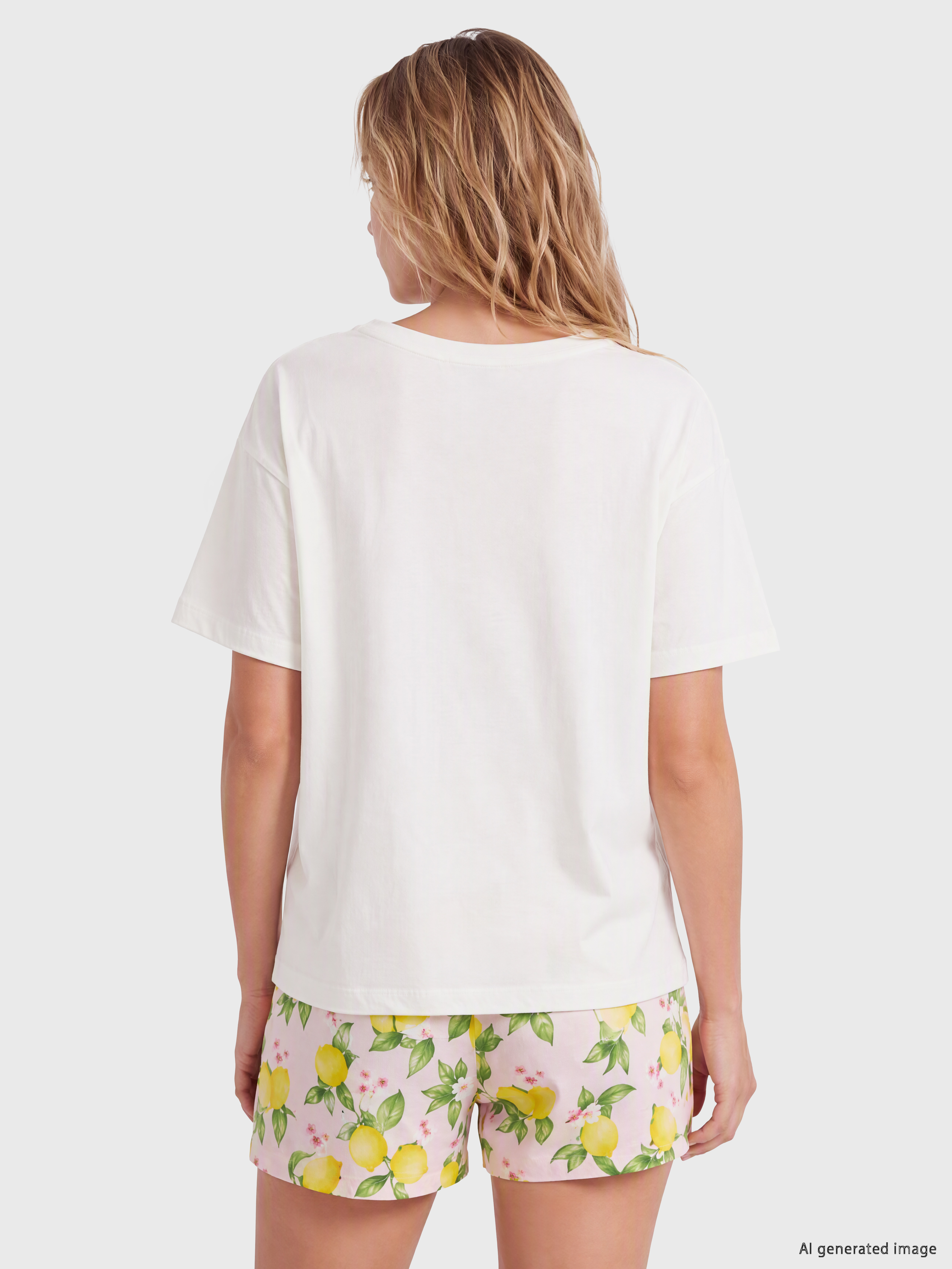 LCW DREAM Limon Baskılı Kadın Şortlu Pijama Takımı görsel 4