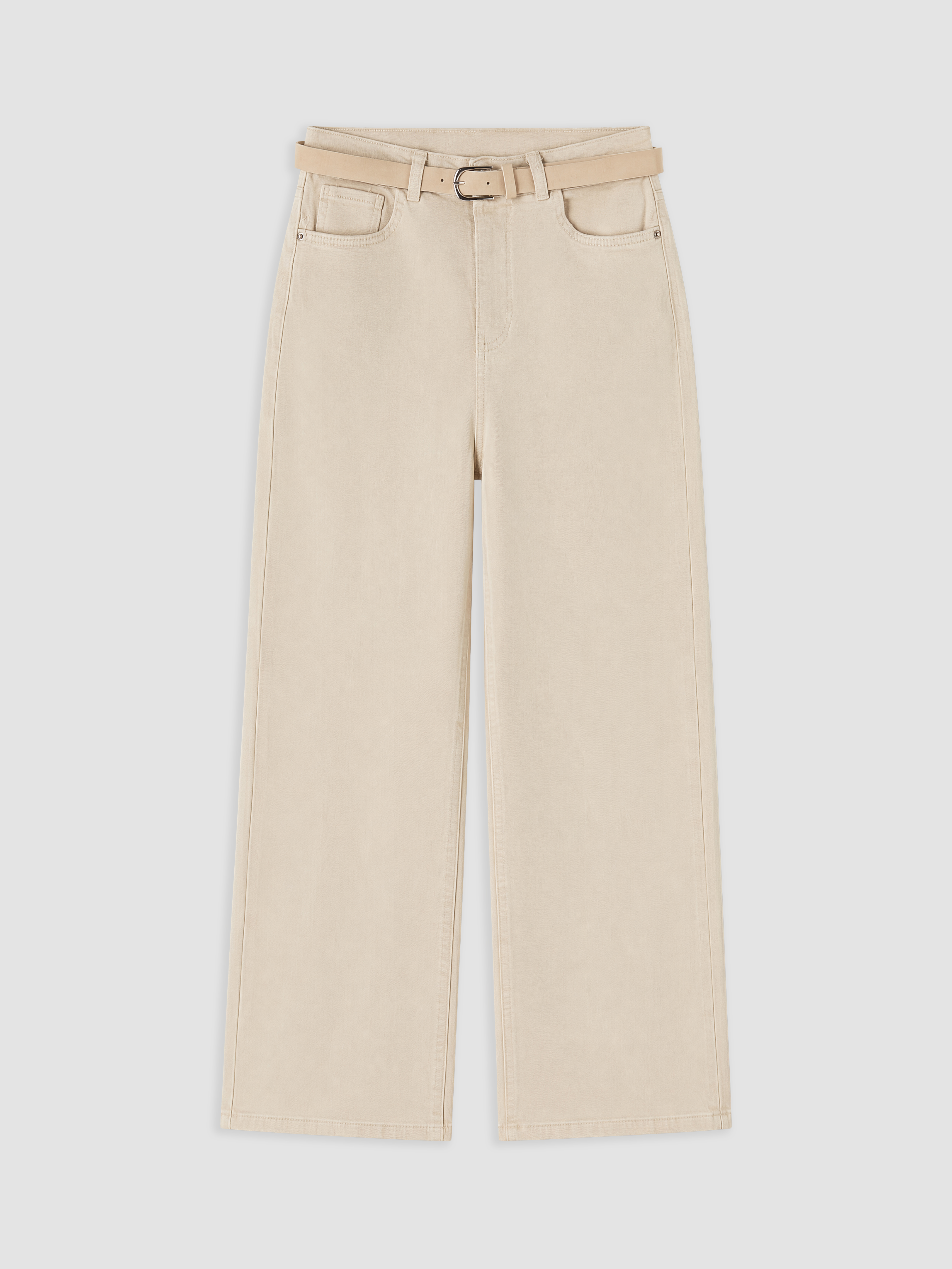 LCW EVERYDAY Beli Kemerli Wideleg Kadın Jean Pantolon görsel 5