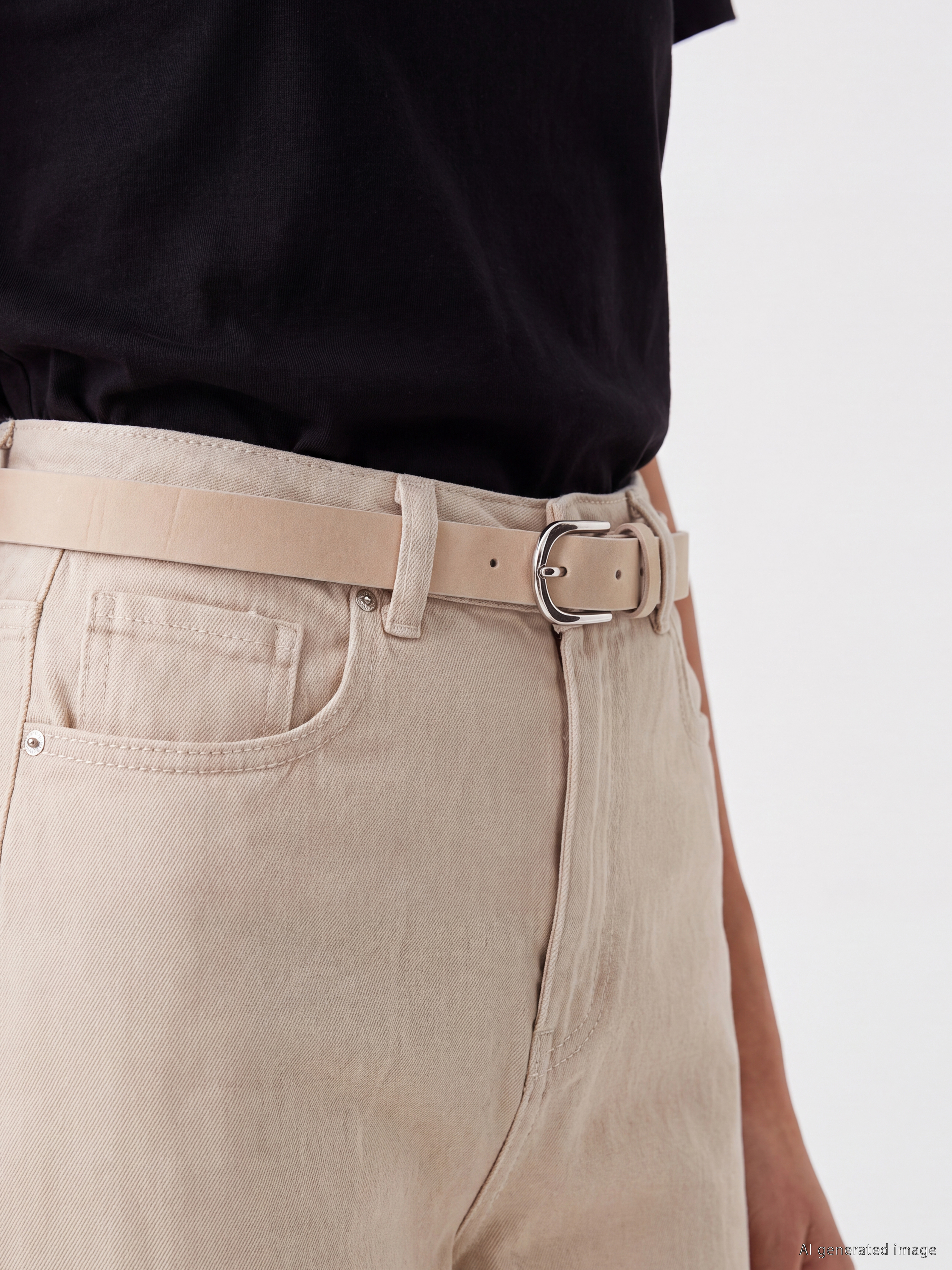 LCW EVERYDAY Beli Kemerli Wideleg Kadın Jean Pantolon görsel 3