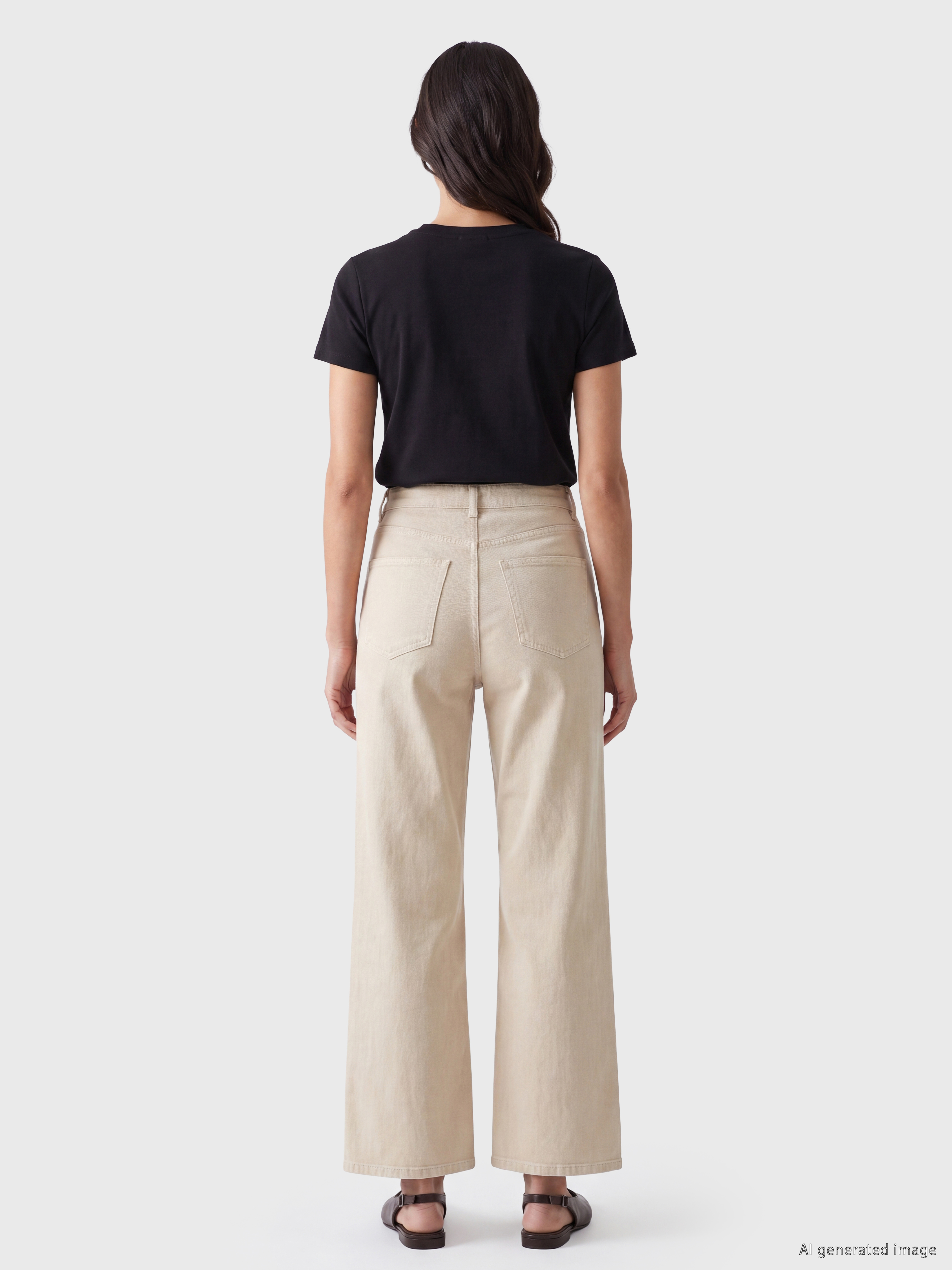 LCW EVERYDAY Beli Kemerli Wideleg Kadın Jean Pantolon görsel 4
