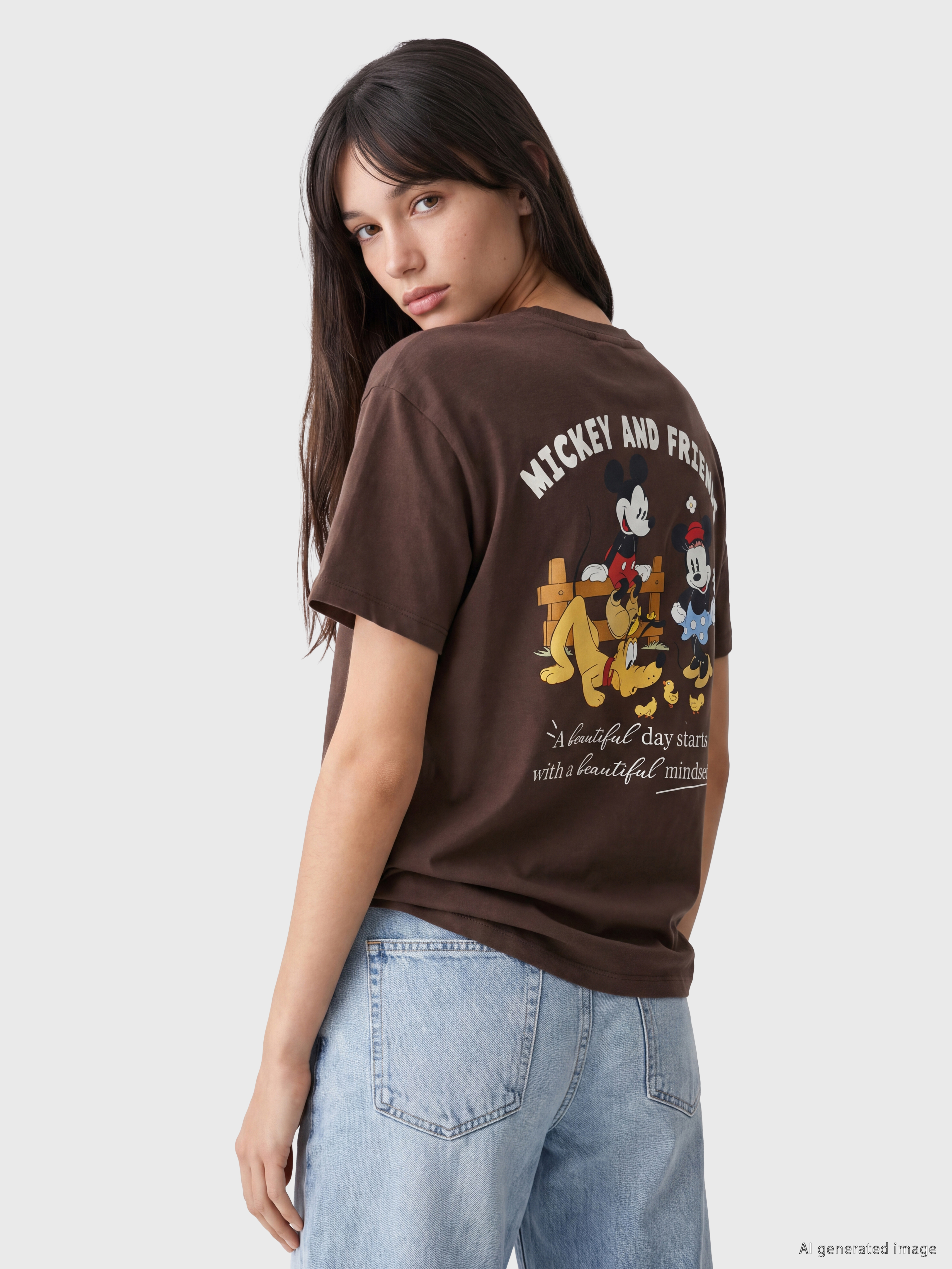 XSIDE Mickey Mouse Baskılı %100 Pamuklu Kadın Tişört