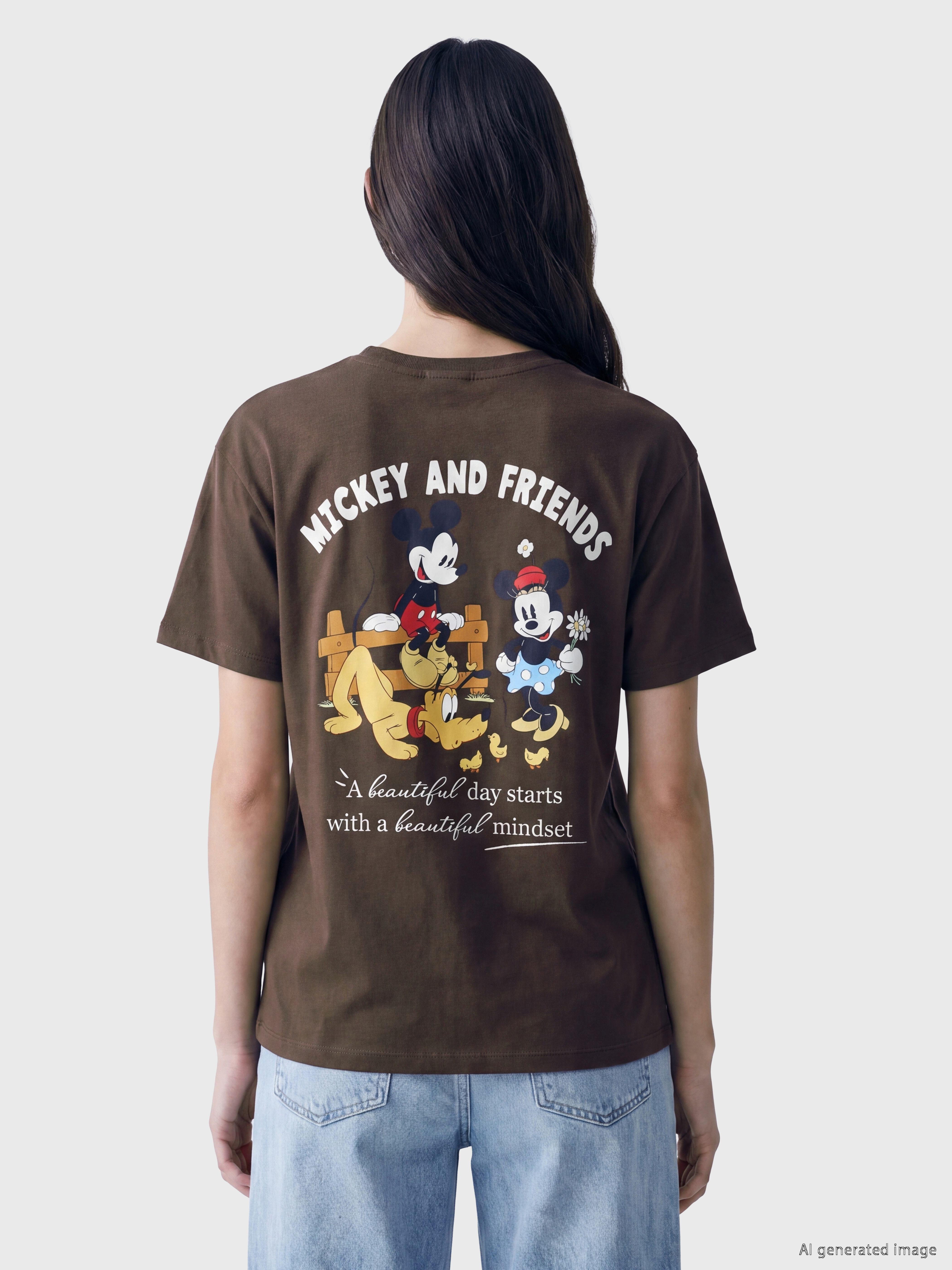 XSIDE Mickey Mouse Baskılı %100 Pamuklu Kadın Tişört görsel 4