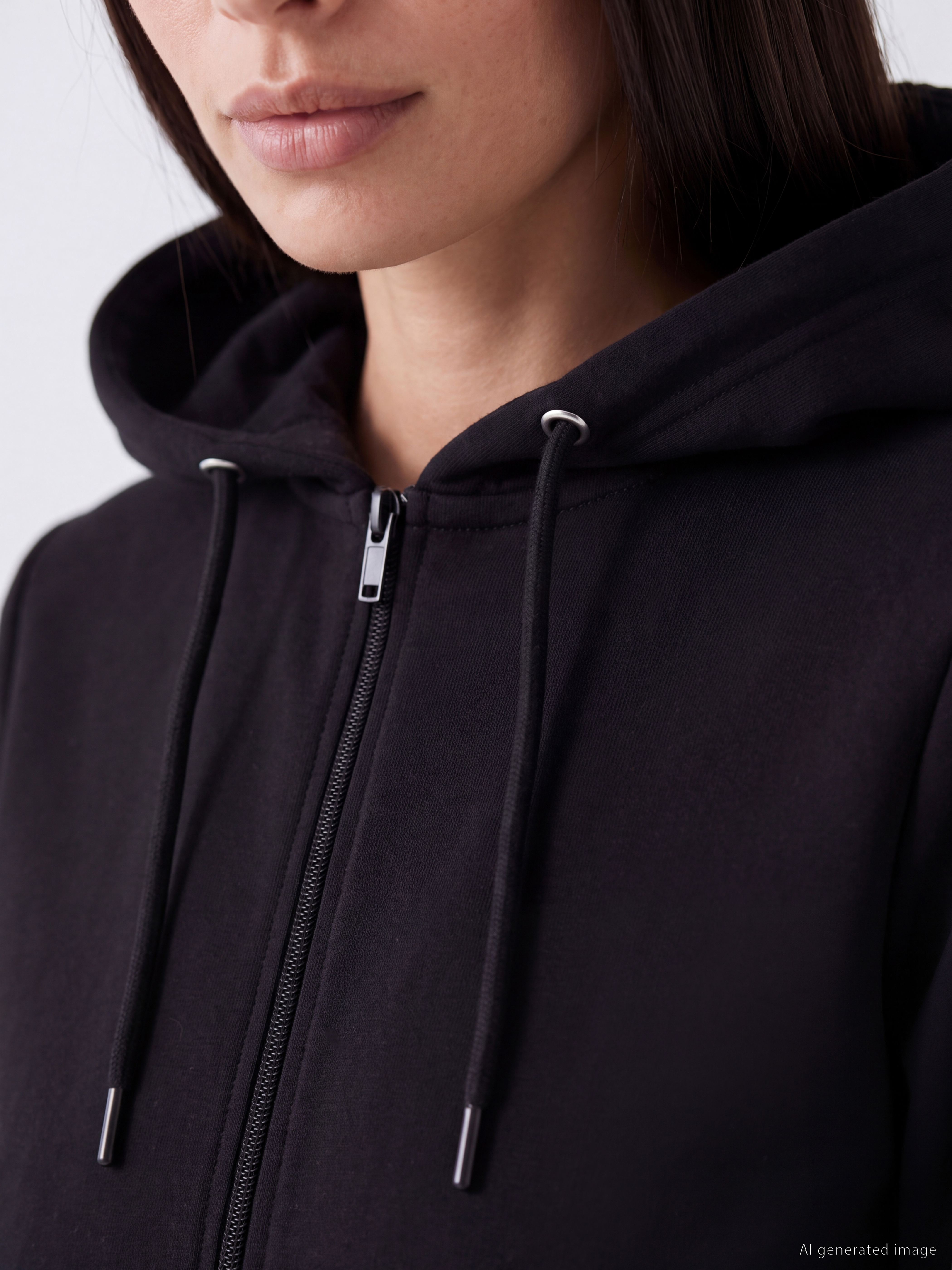 LCW EVERYDAY Kapüşonlu Kadın Fermuarlı Sweatshirt görsel 3