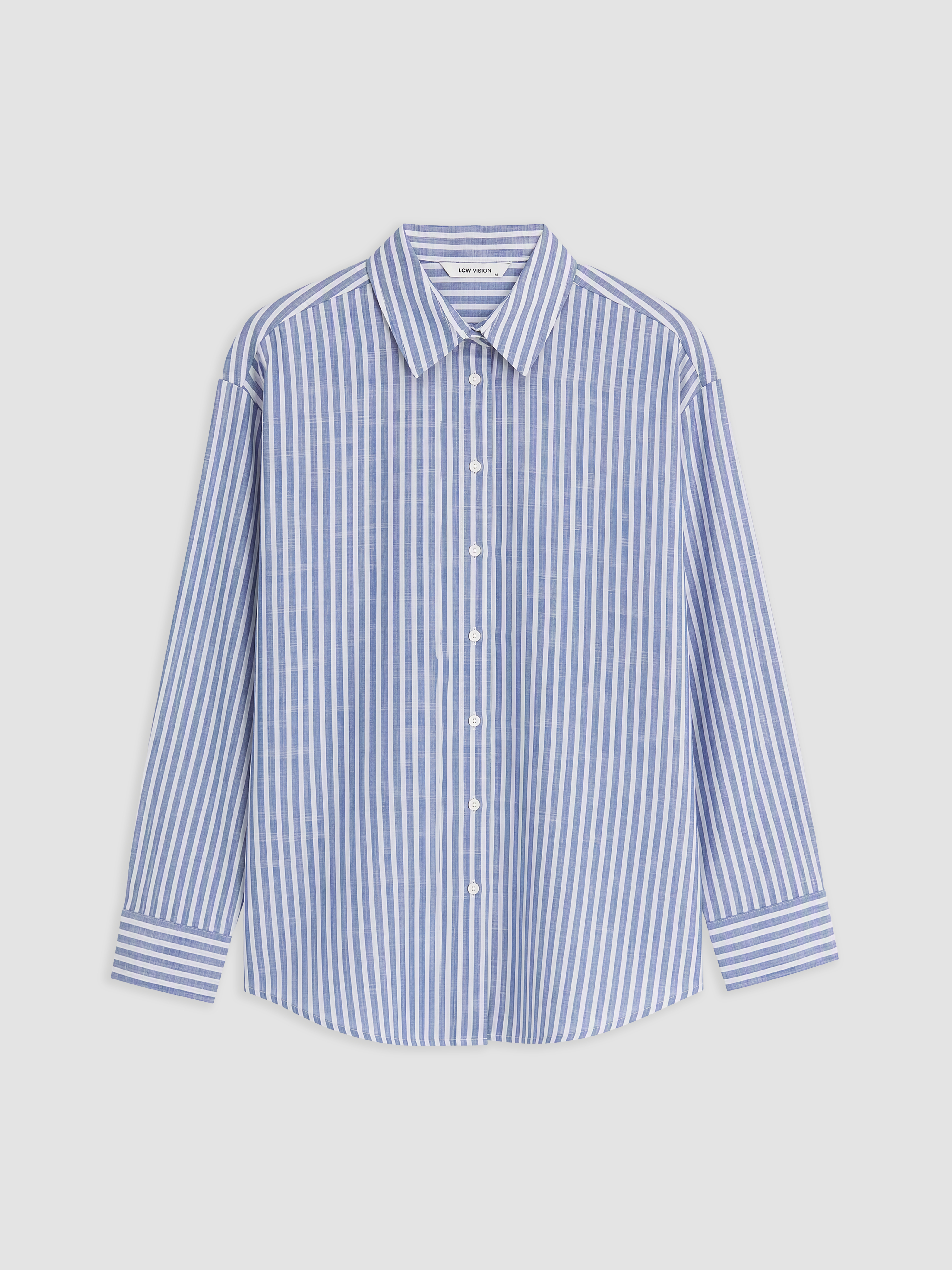 LCW Vision Çizgili Oversize Poplin Kadın Gömlek görsel 5