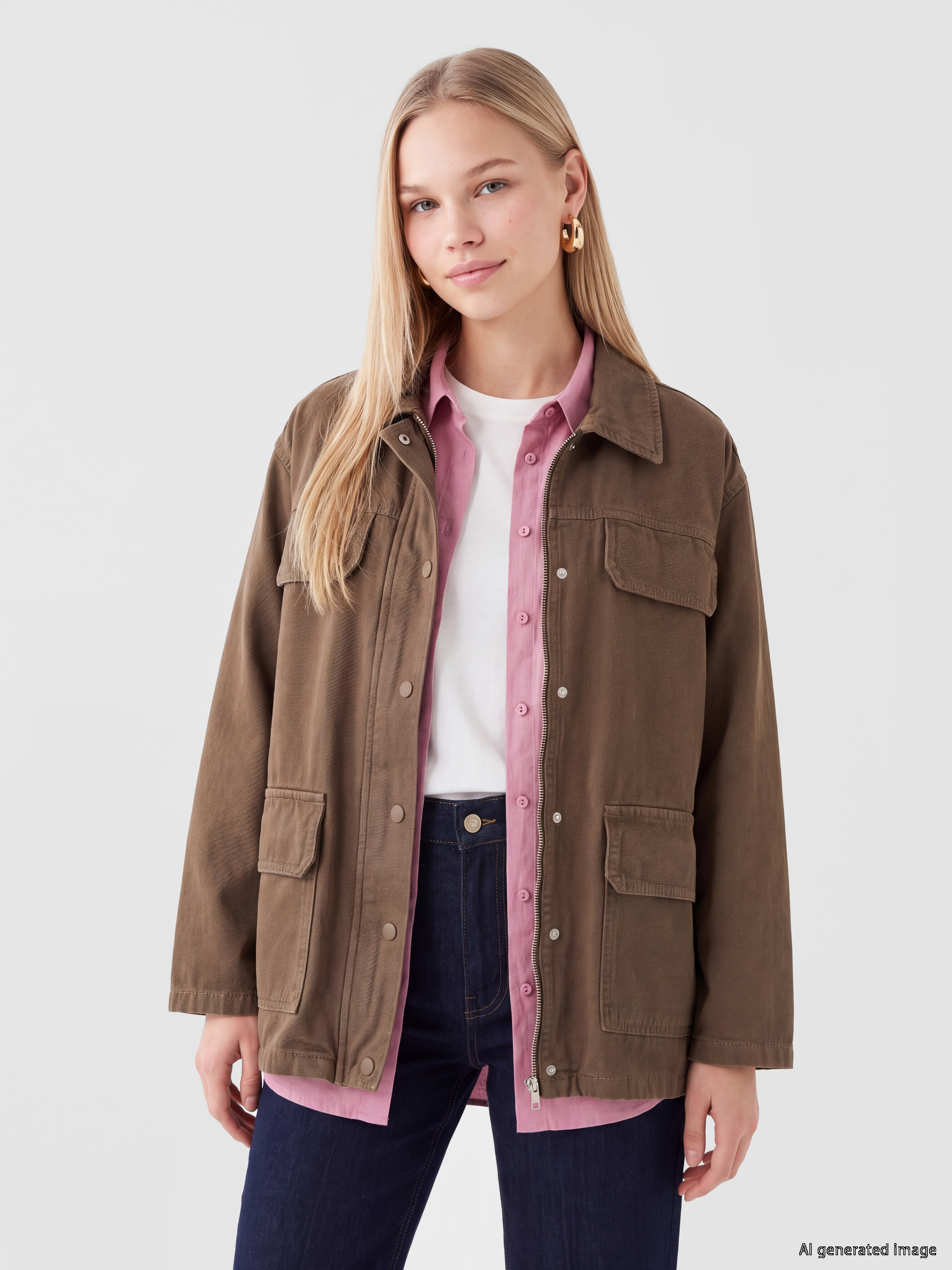 LCW Vision Gömlek Yaka Oversize Kadın Jean Ceket