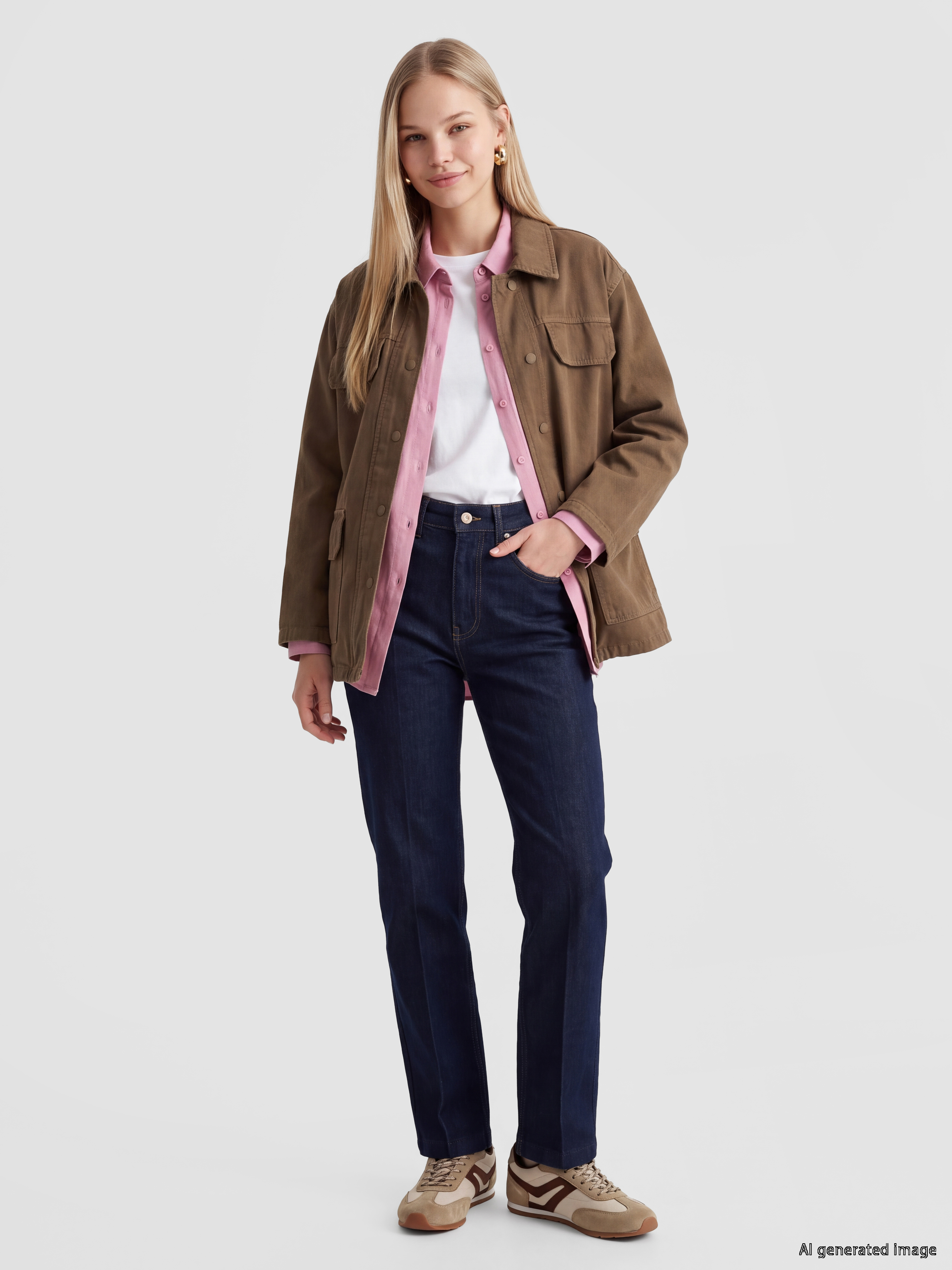 LCW Vision Gömlek Yaka Oversize Kadın Jean Ceket görsel 2