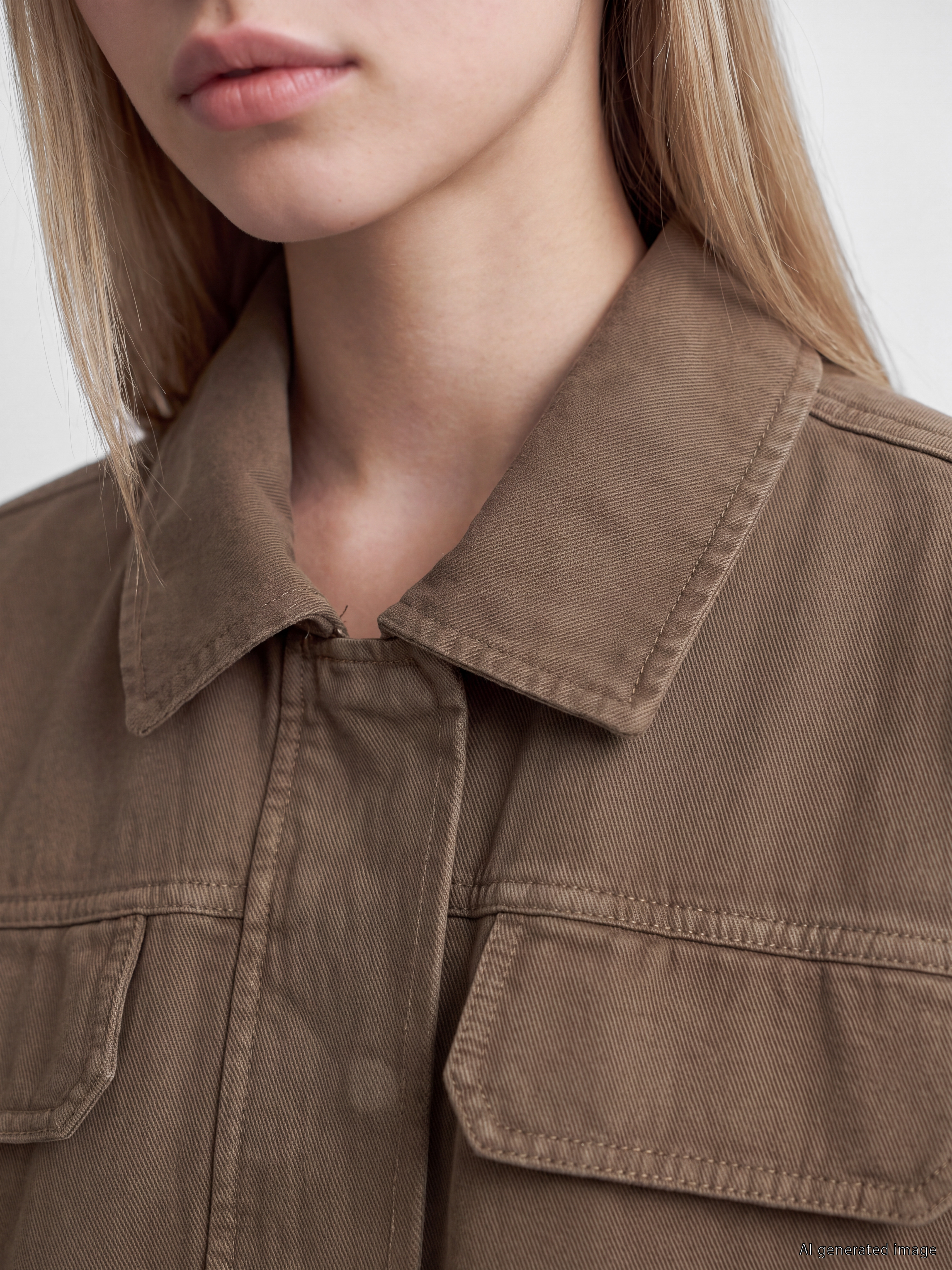 LCW Vision Gömlek Yaka Oversize Kadın Jean Ceket görsel 3