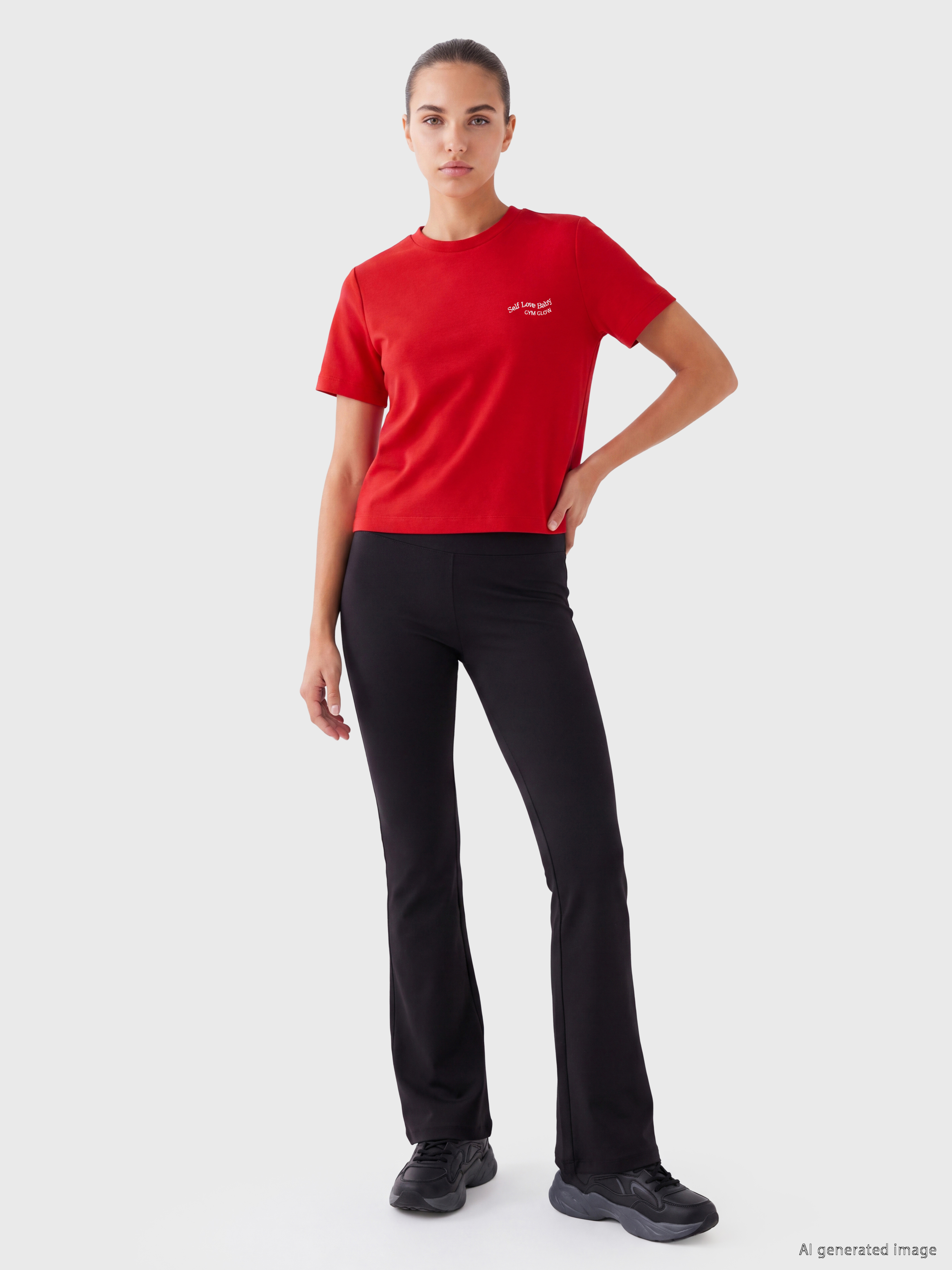 KOOR SPORT Nakışlı Soft Touch Kadın Spor Tişört görsel 2