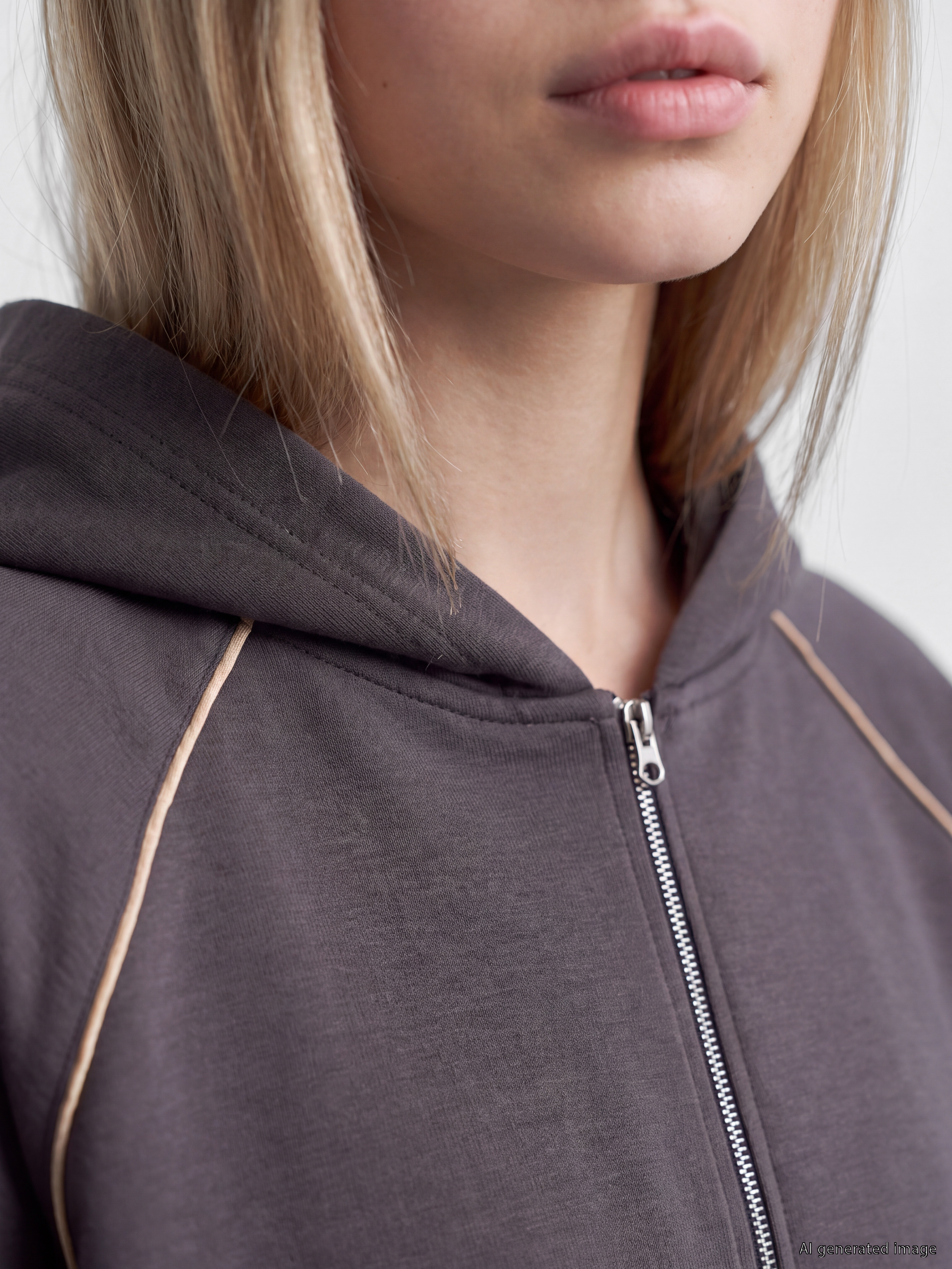 Natuvera Kapüşonlu Kadın Fermuarlı Sweatshirt görsel 3