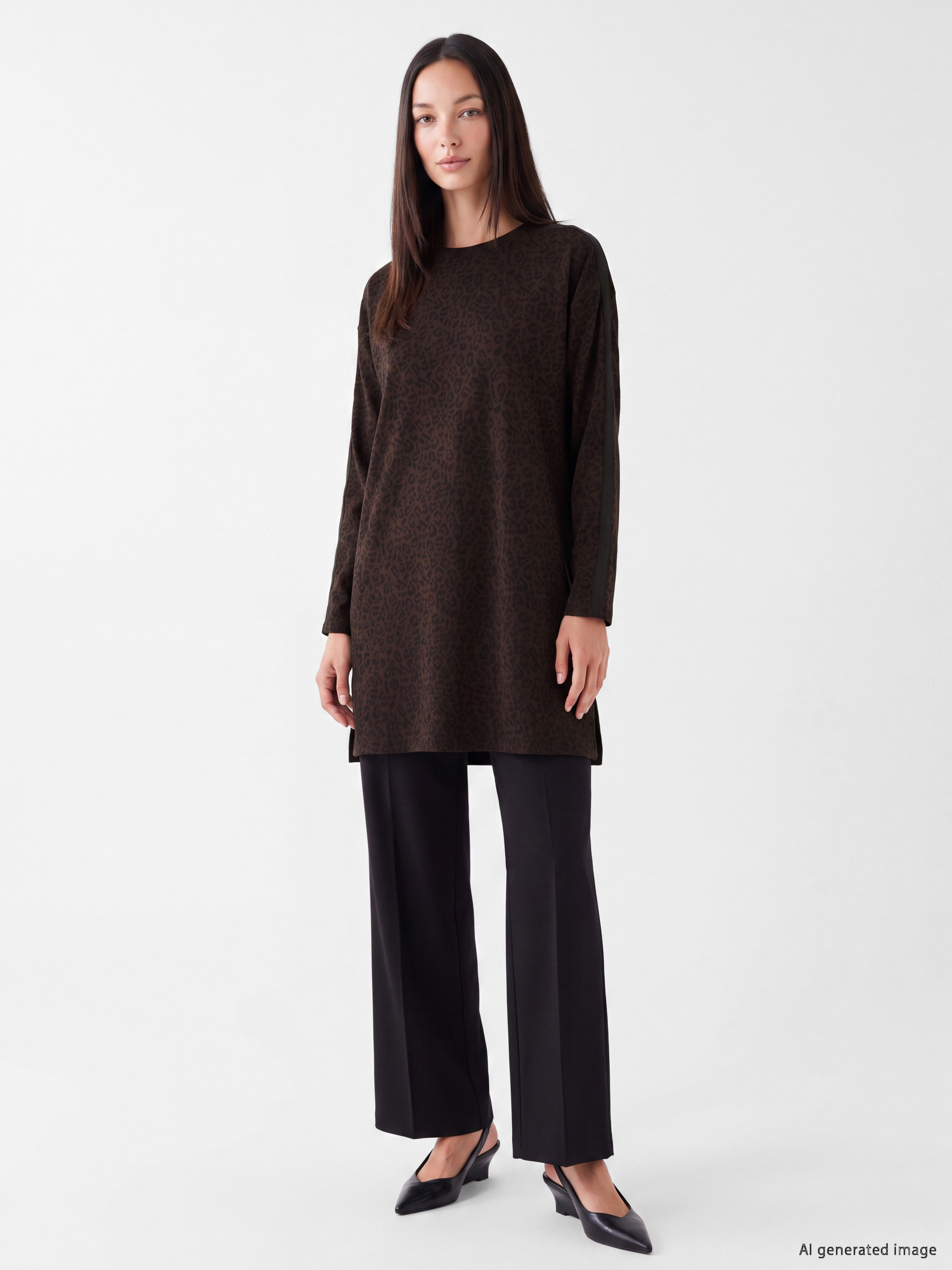 LCW EVERYDAY Leopar Desenli Soft Touch Kadın Tunik görsel 2