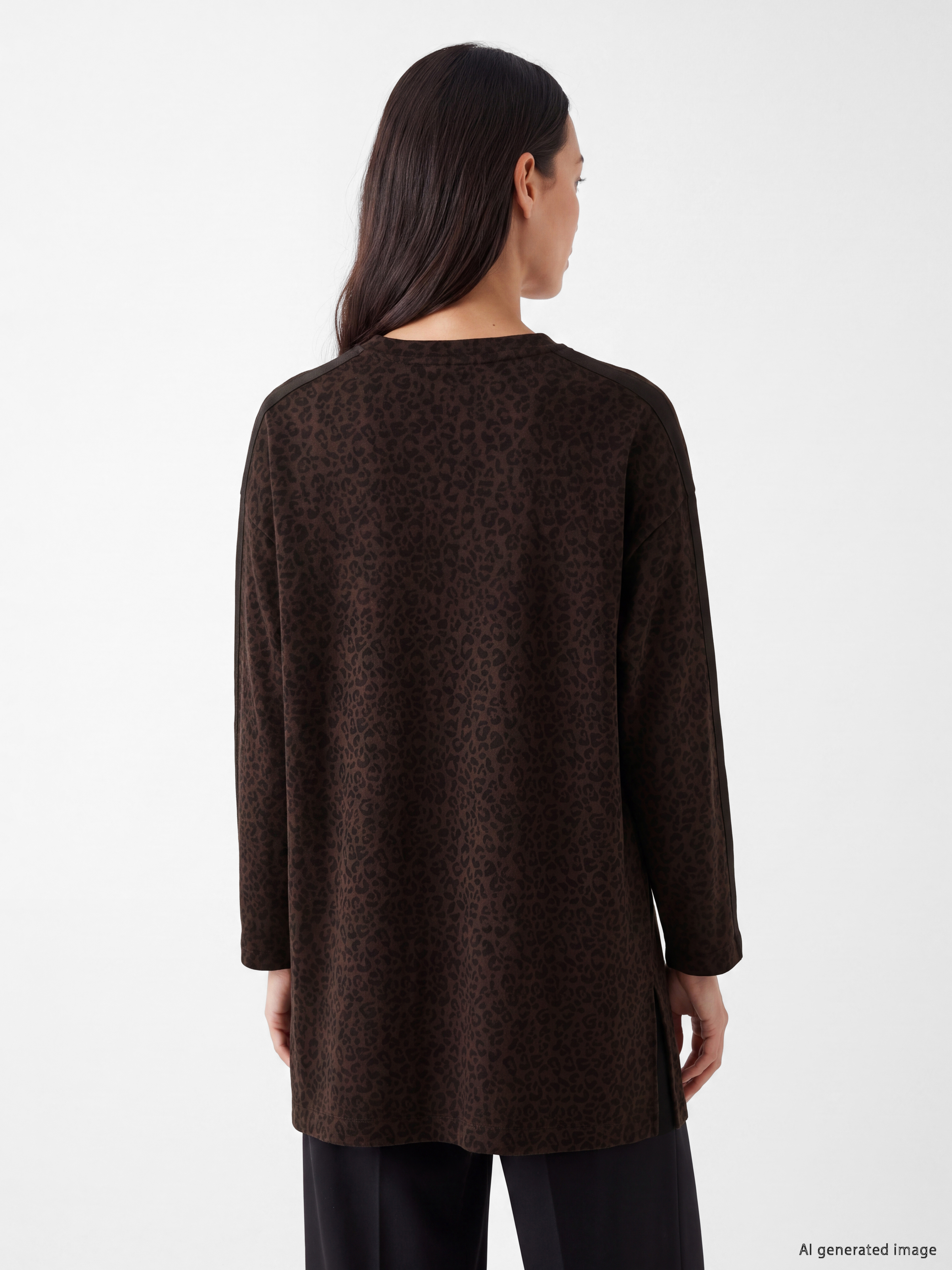 LCW EVERYDAY Leopar Desenli Soft Touch Kadın Tunik görsel 4