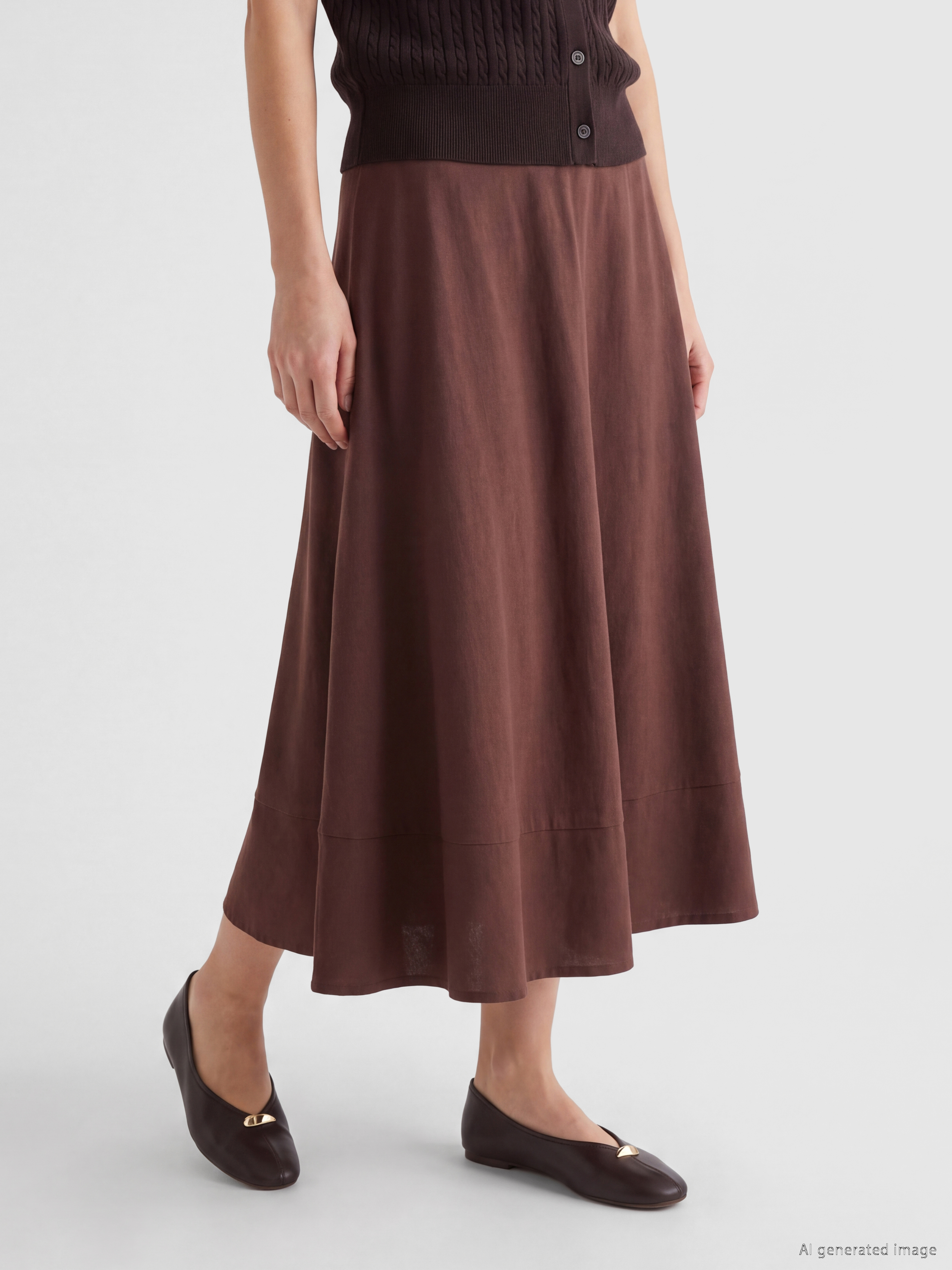 LCW Vision Beli Lastikli Poplin Kloş Etek görsel 2