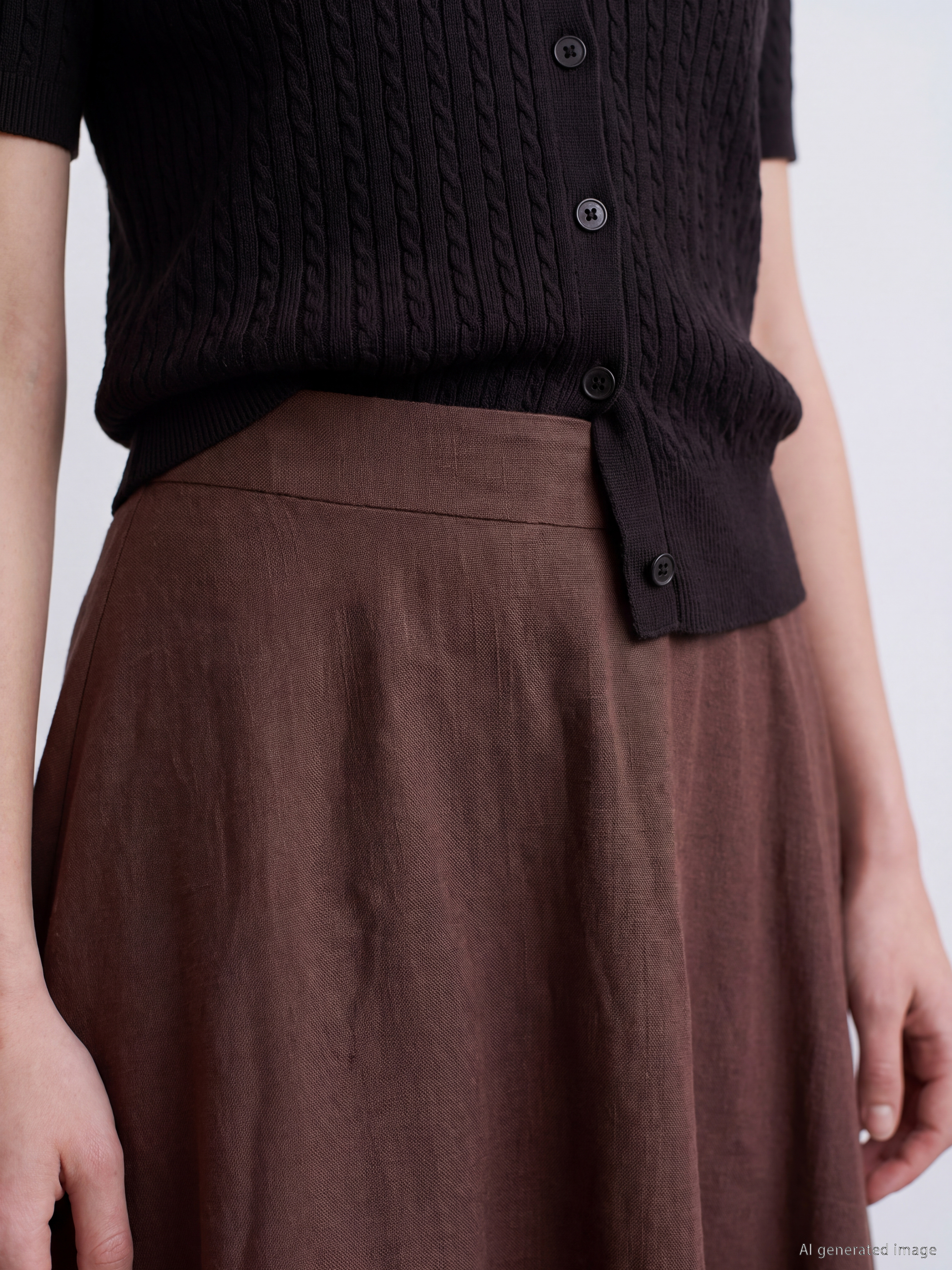 LCW Vision Beli Lastikli Poplin Kloş Etek görsel 3