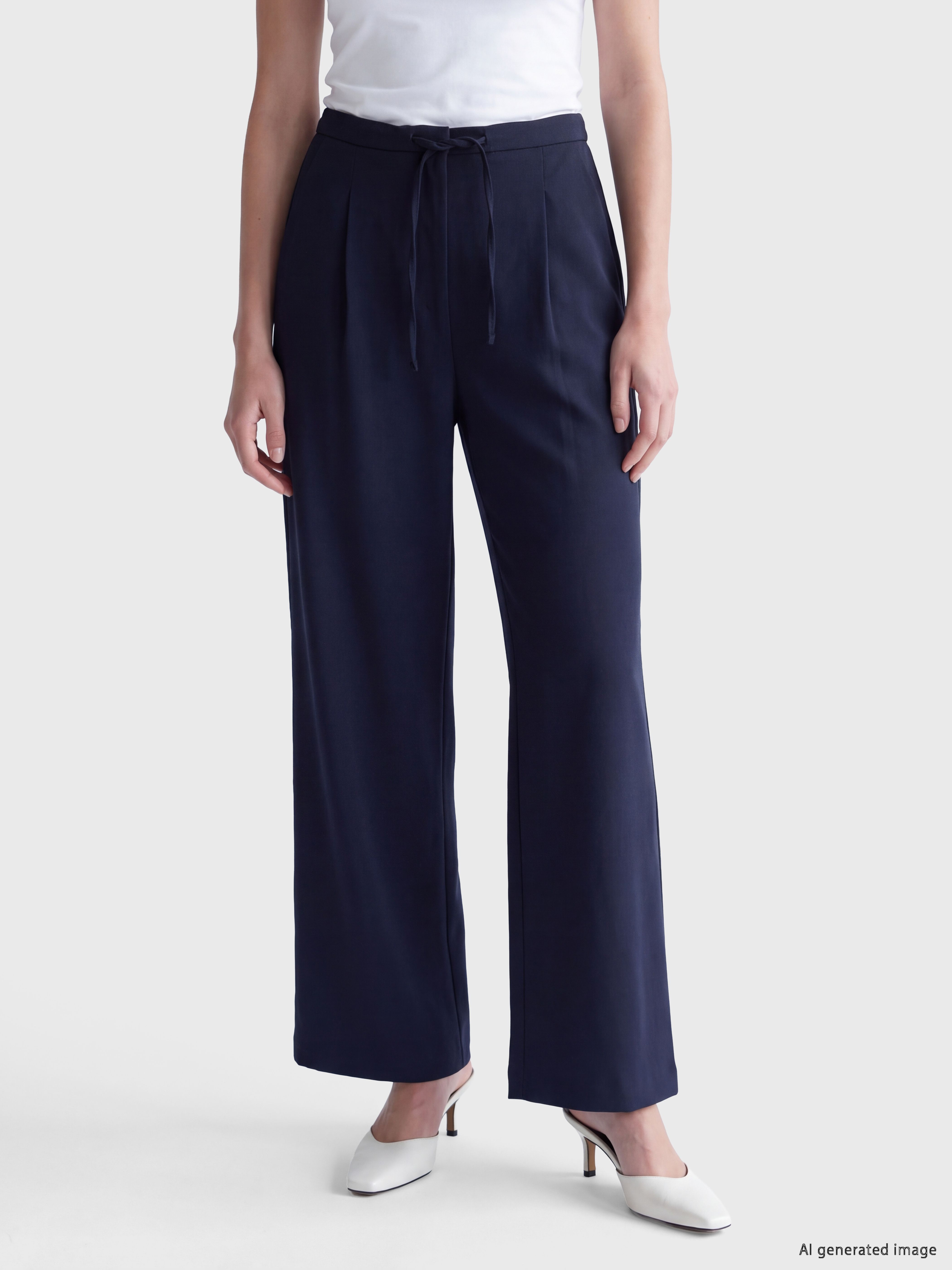 LCW Modest Beli Bağcıklı Pileli Kadın Pantolon görsel 2