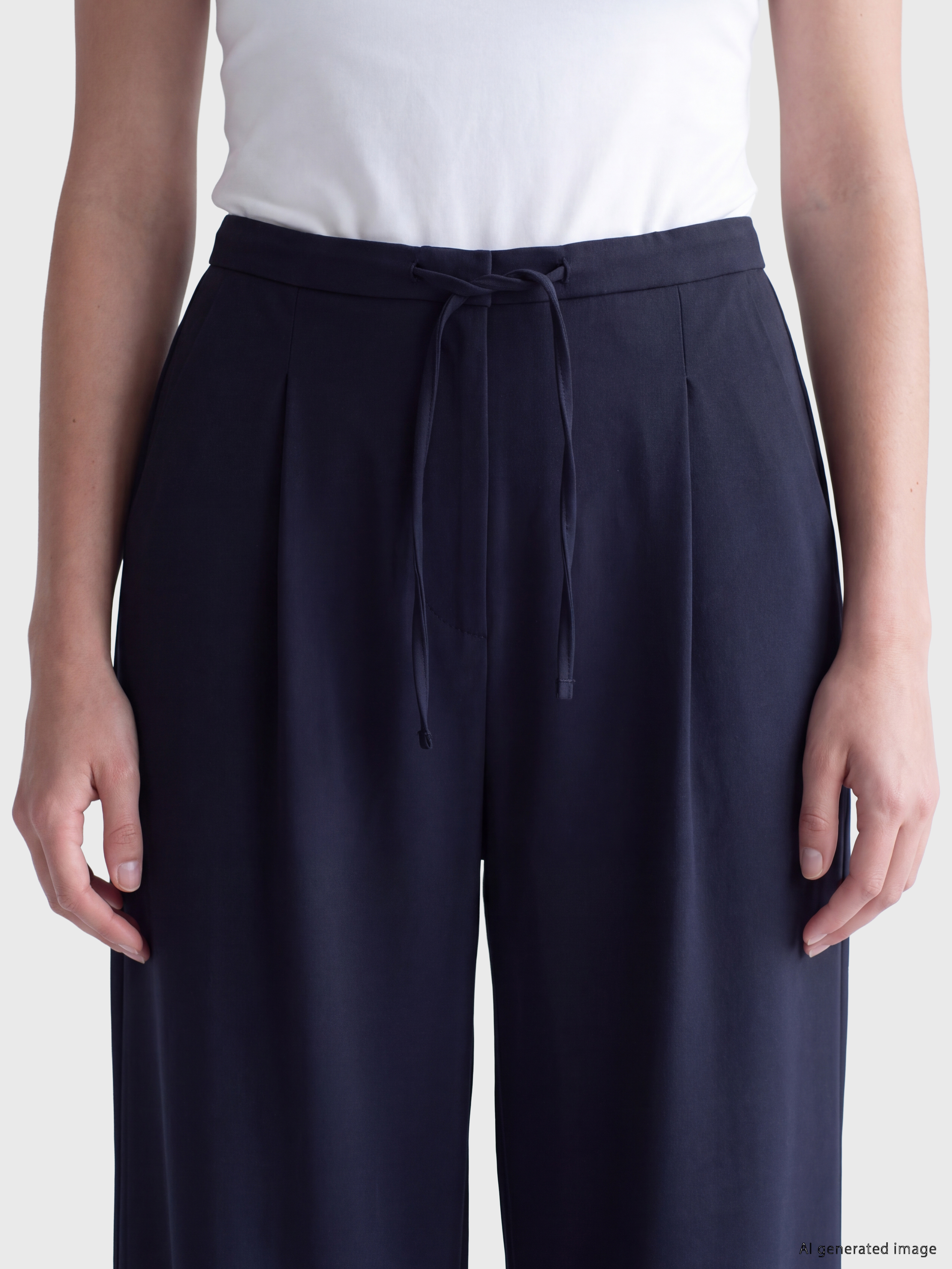 LCW Modest Beli Bağcıklı Pileli Kadın Pantolon görsel 3
