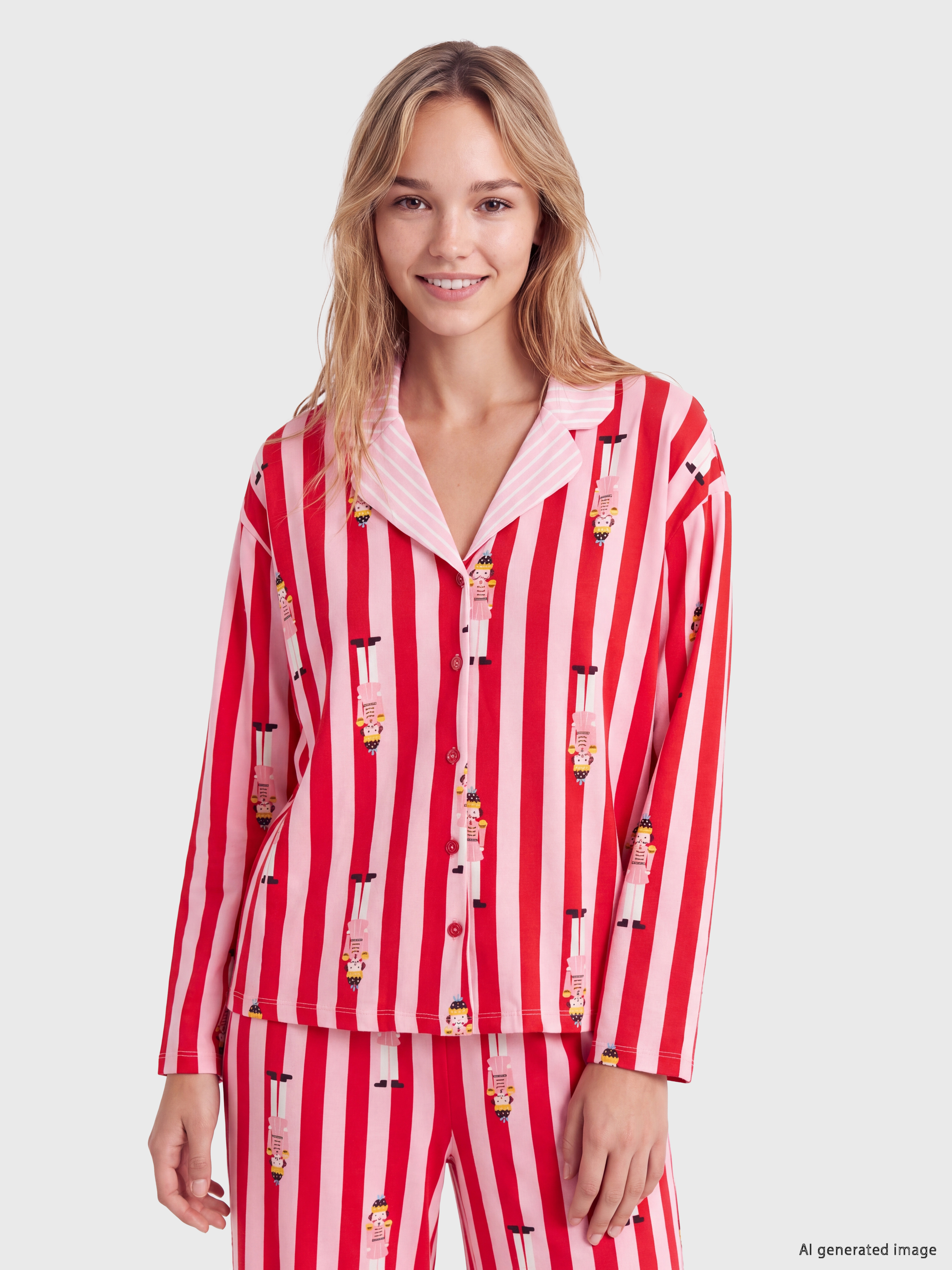 LCW Young Gömlek Yaka Desenli Kadın Pijama Takım görsel 2