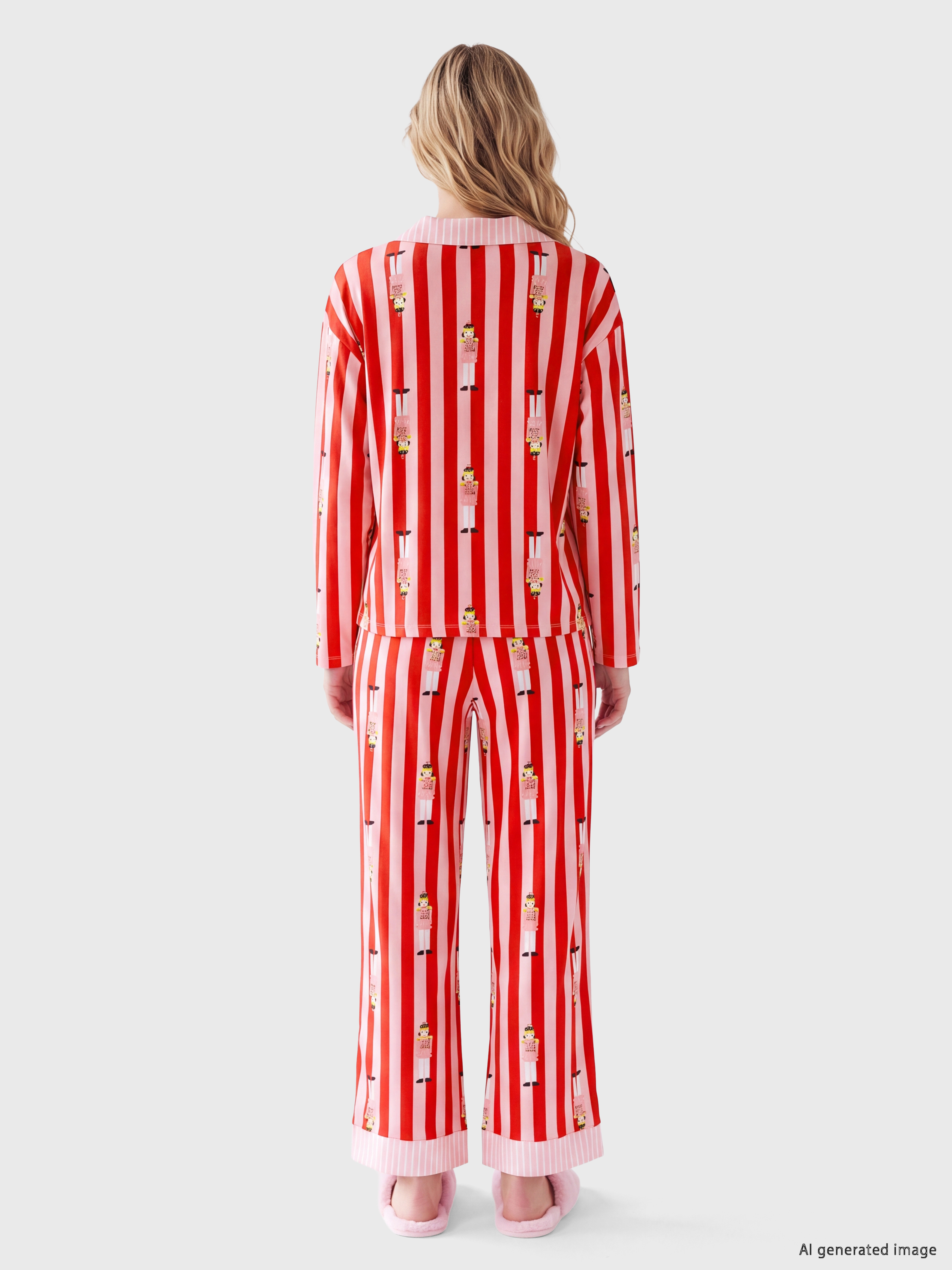 LCW Young Gömlek Yaka Desenli Kadın Pijama Takım görsel 4