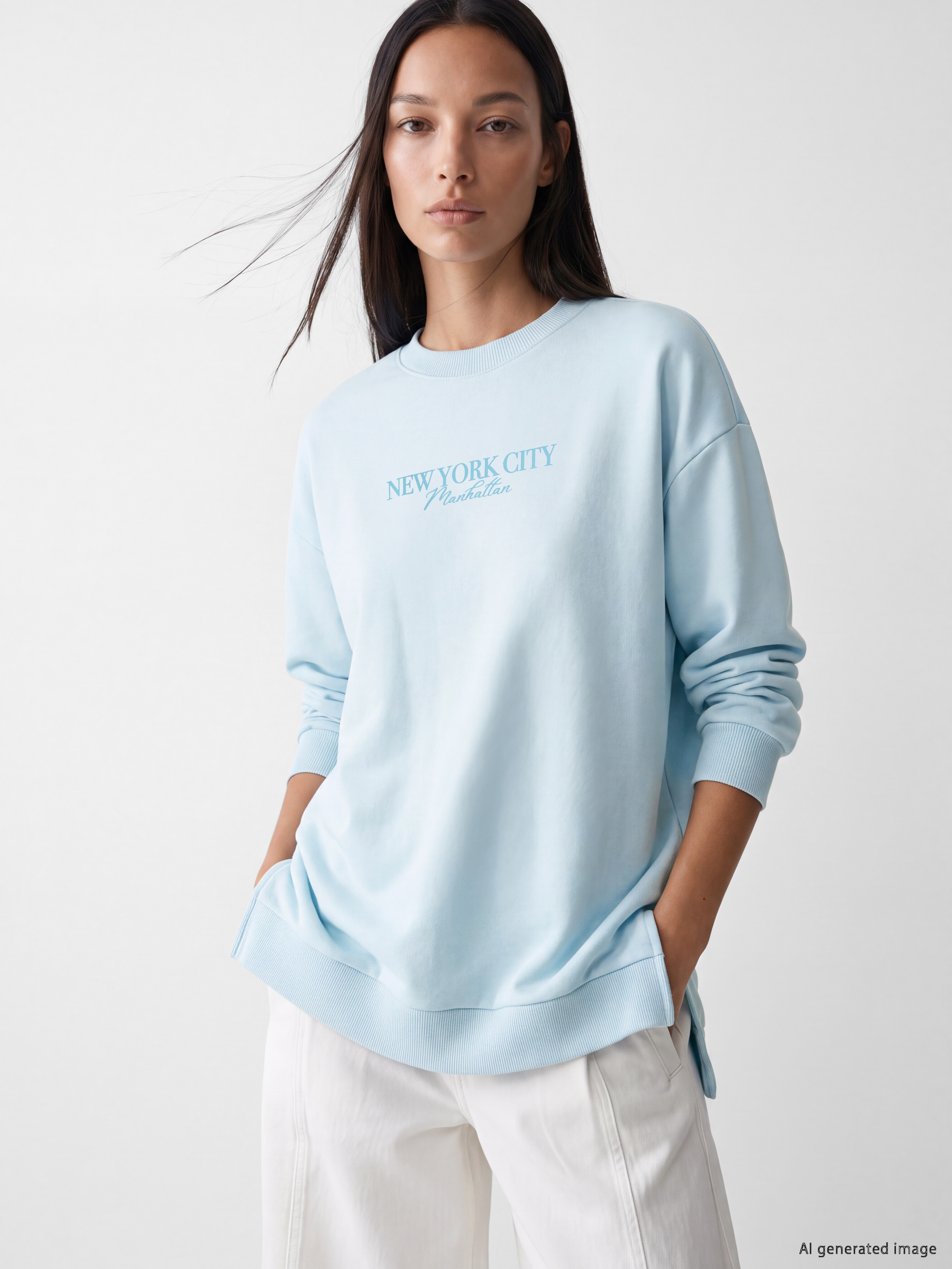 LC WAIKIKI New York City Baskılı Kadın Sweatshirt Tunik