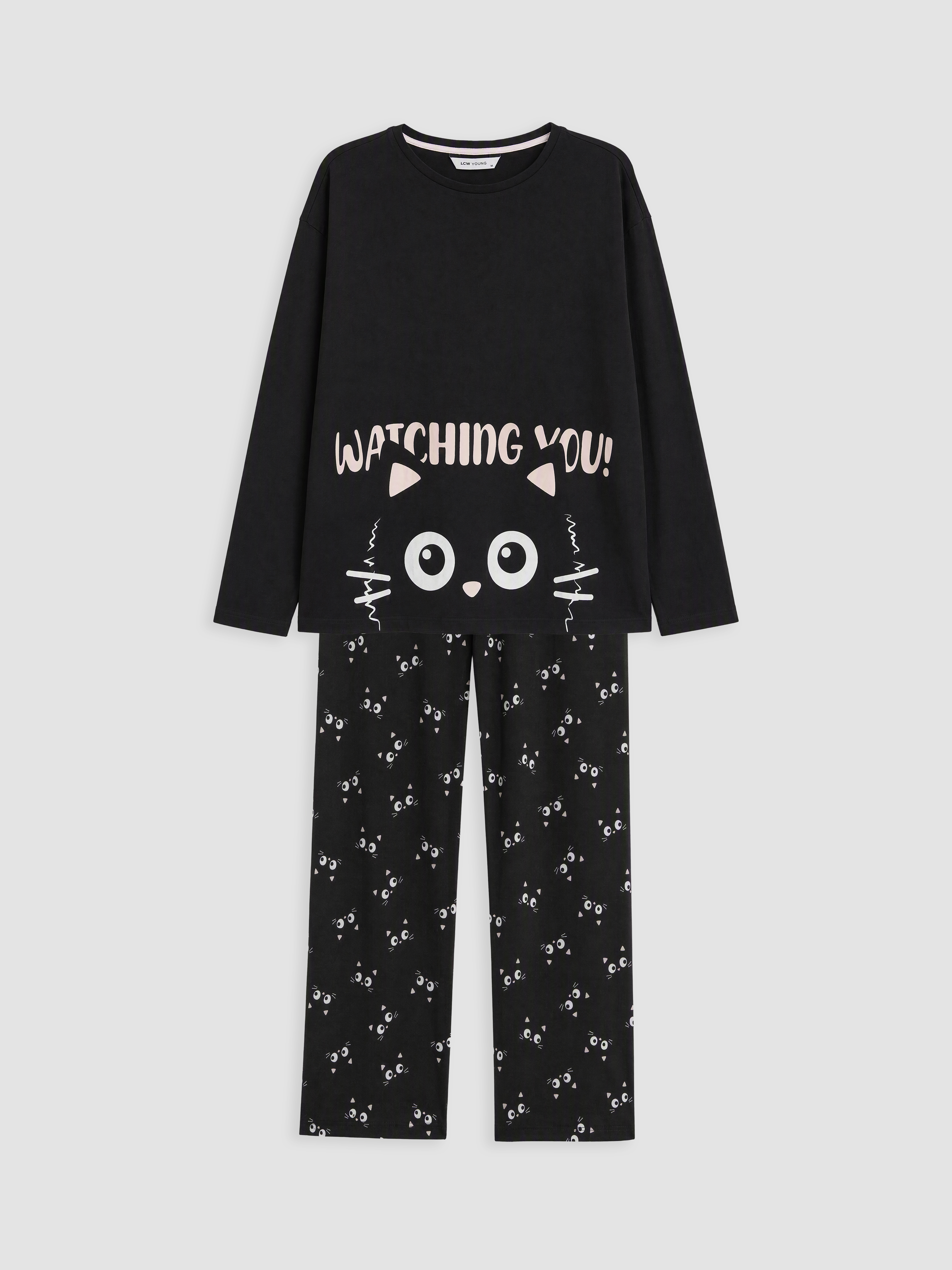 LCW Young Bisiklet Yaka Baskılı Kadın Pijama Takım görsel 5