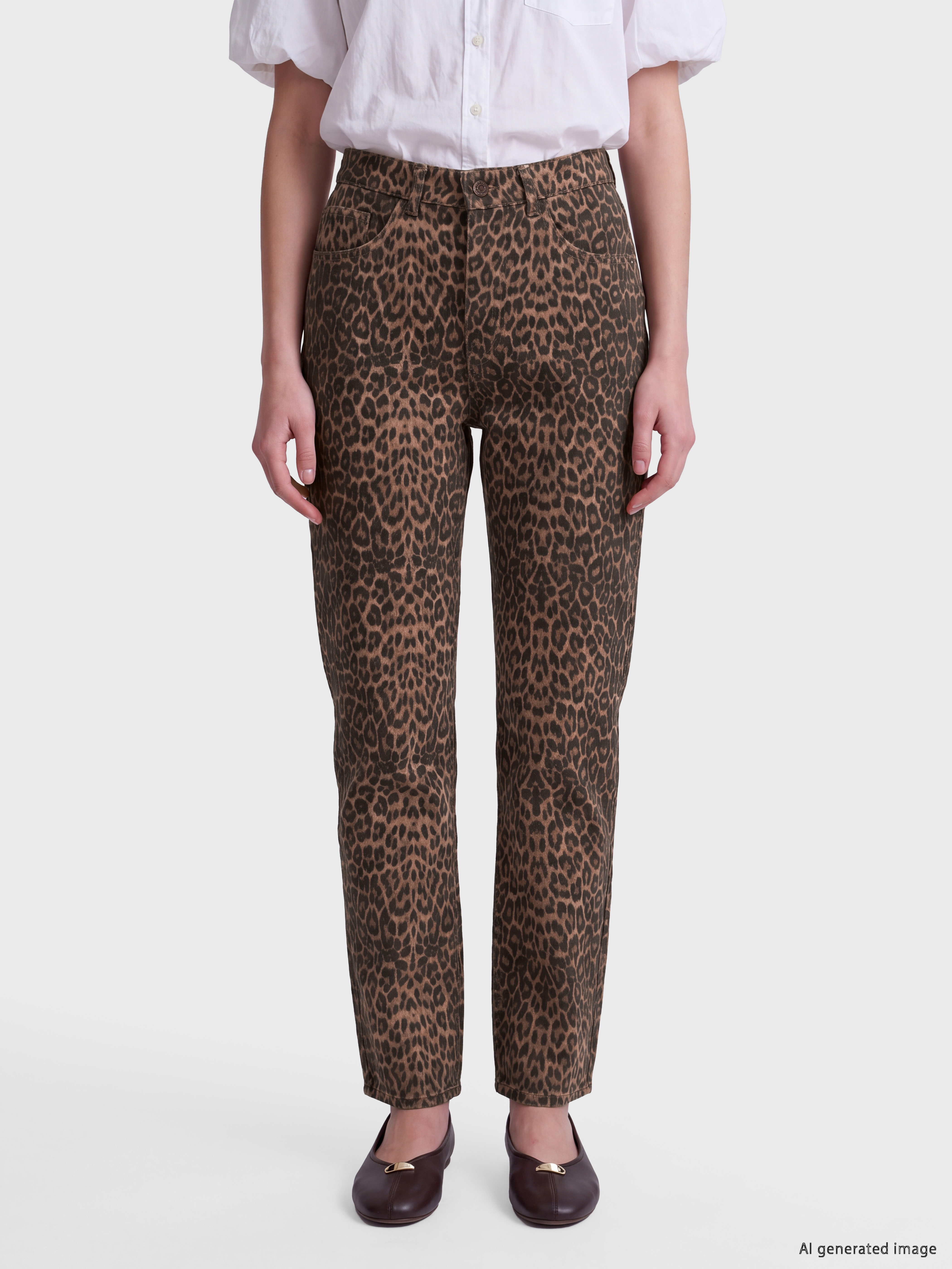 LCW Jeans Straight Fit Leopar Desenli Kadın Jean Pantolon görsel 2