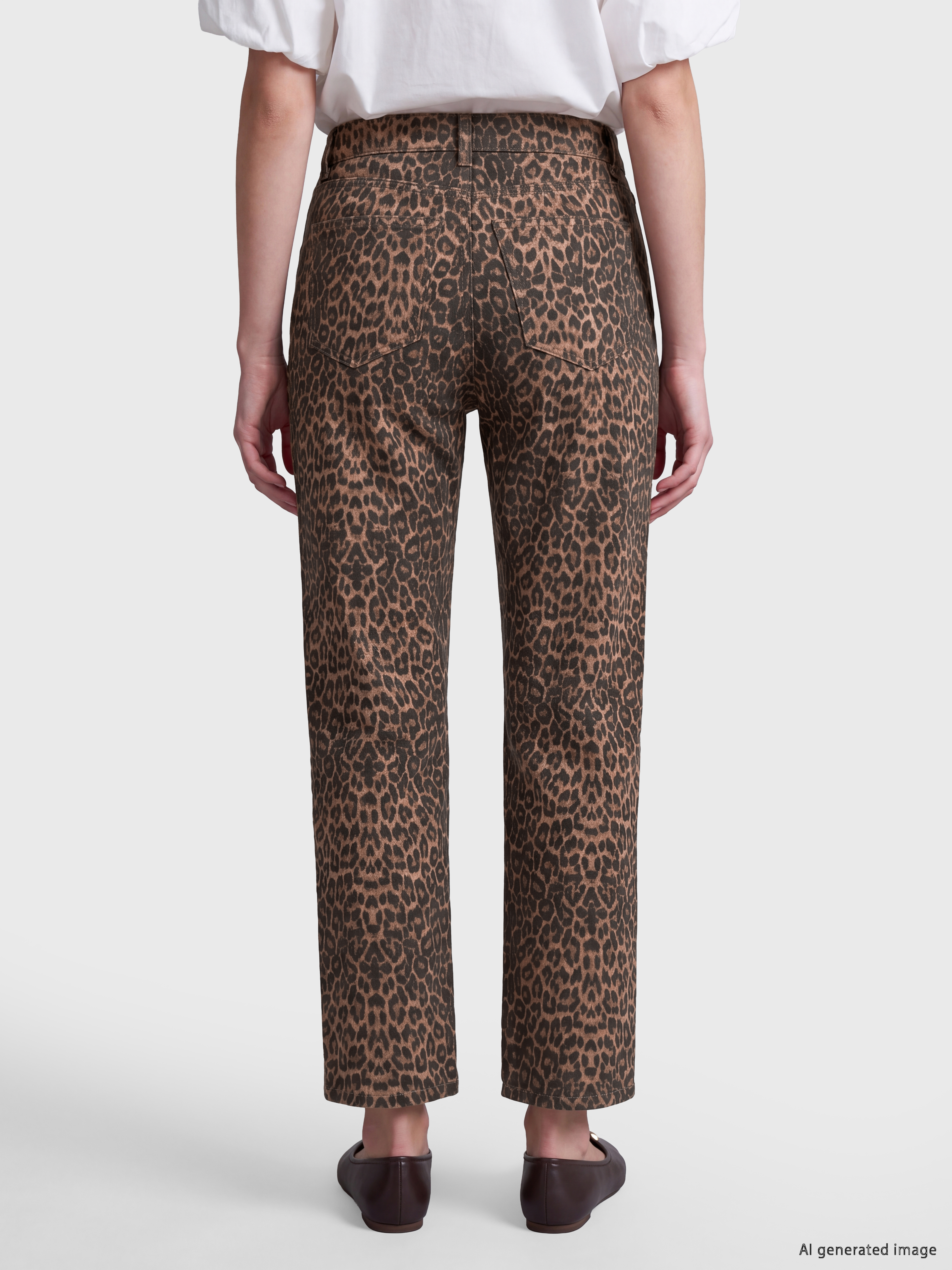 LCW Jeans Straight Fit Leopar Desenli Kadın Jean Pantolon görsel 4