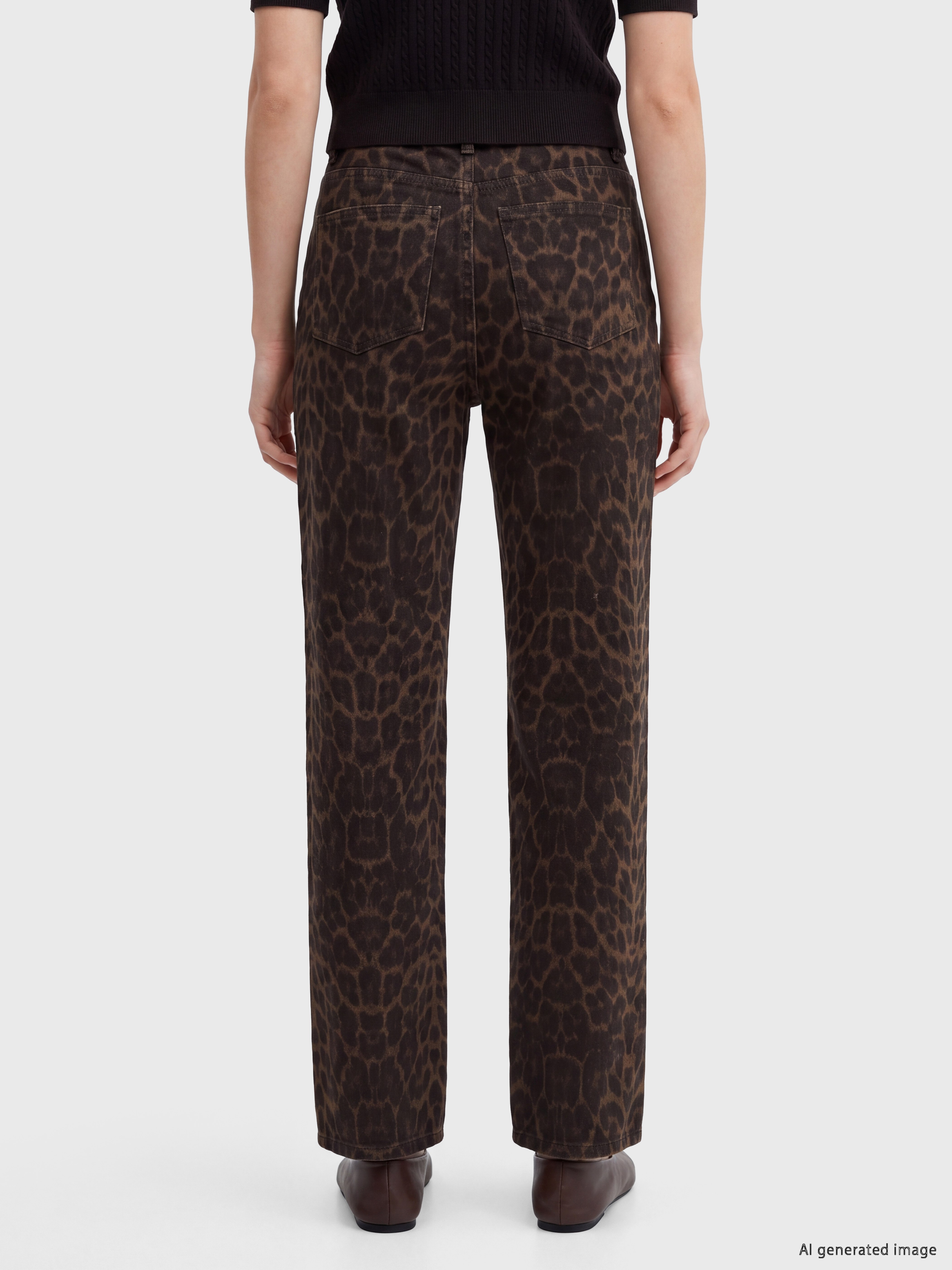 LCW Jeans Leopar Desenli Straight Fit Kadın Jean Pantolon görsel 5