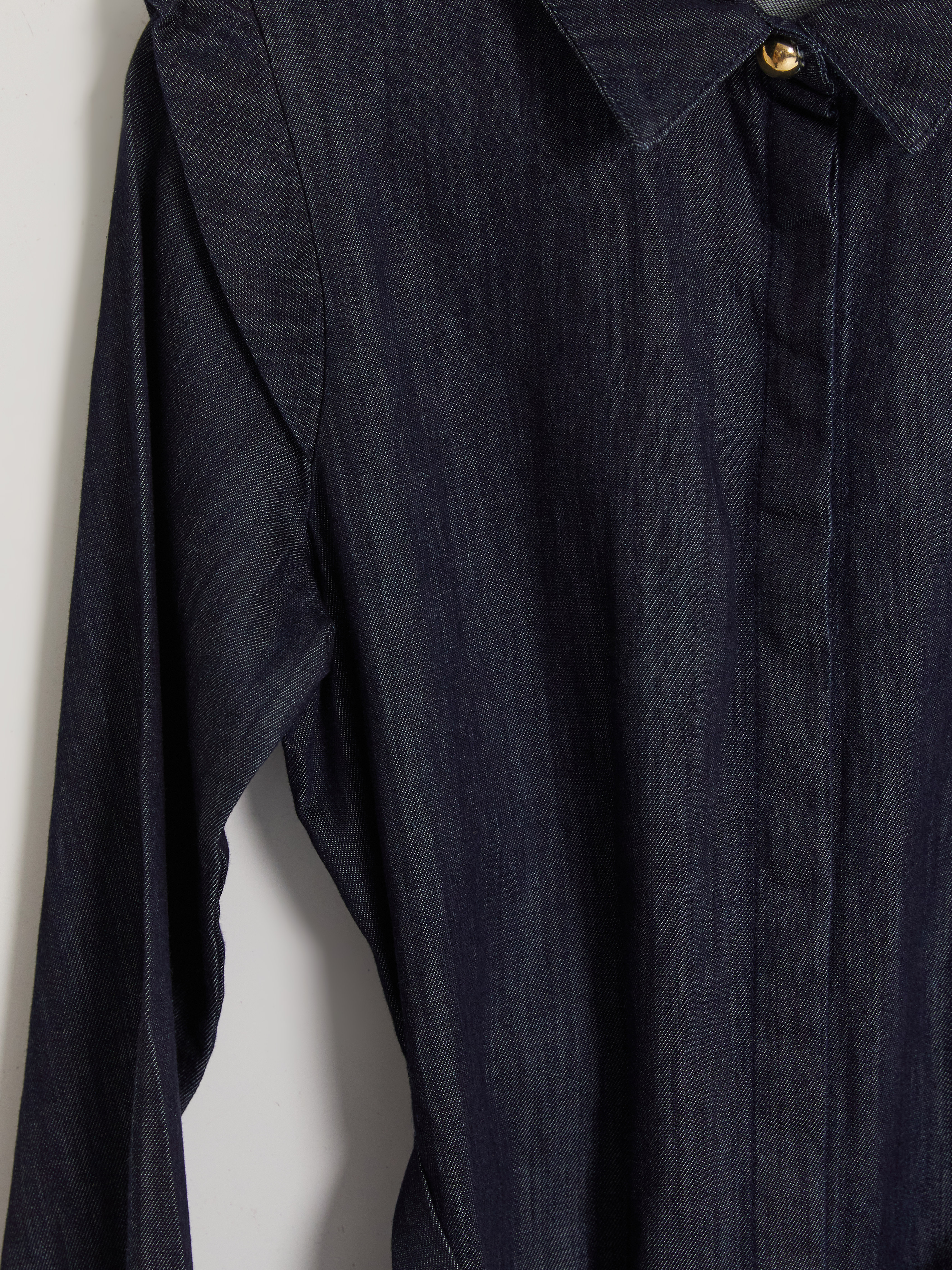 LCW Modest Beli Kemerli Fırfırlı Jean Gömlek Elbise görsel 6