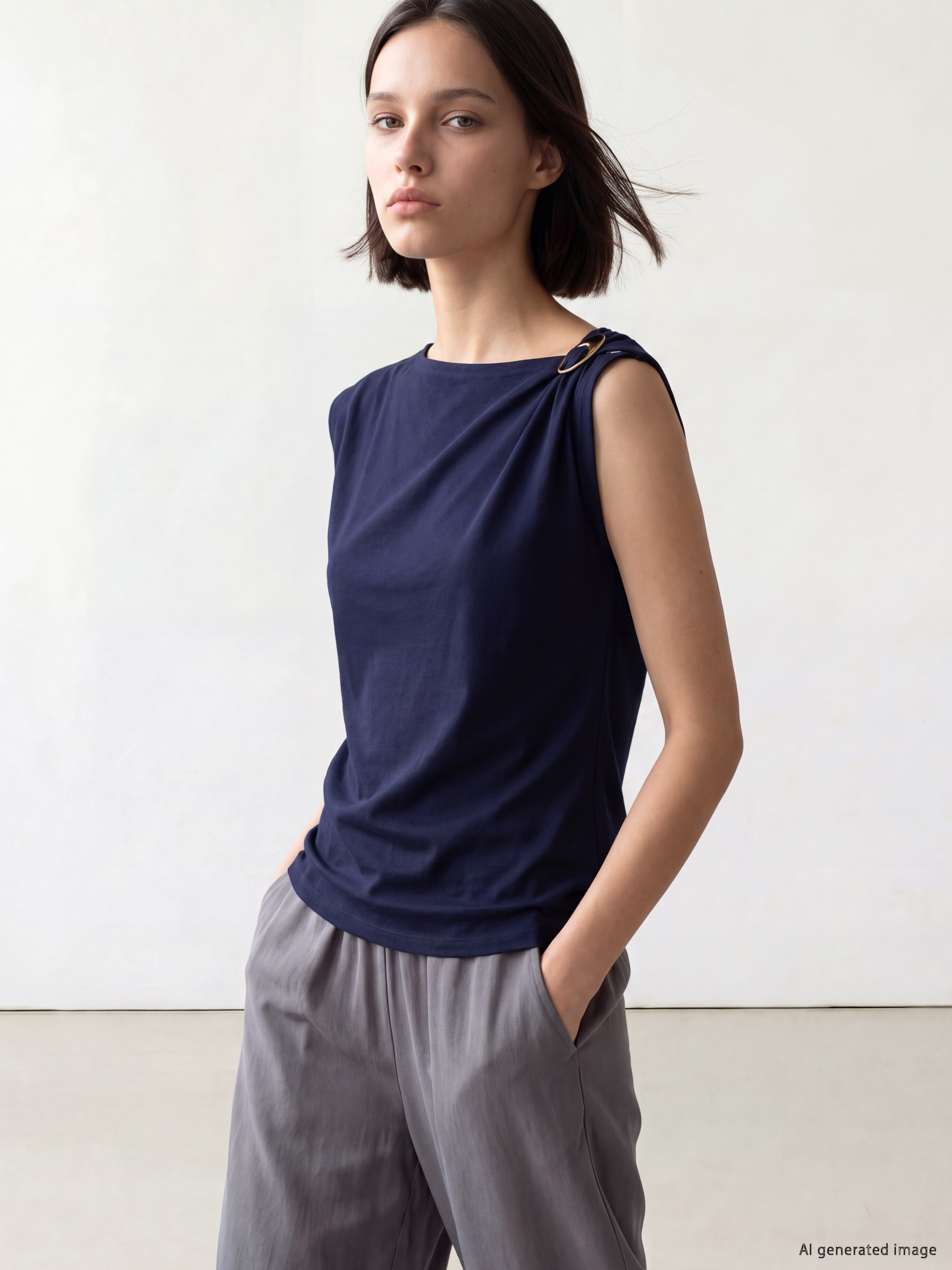 LCW Comfort Kayık Yaka Metal Aplikeli Bluz