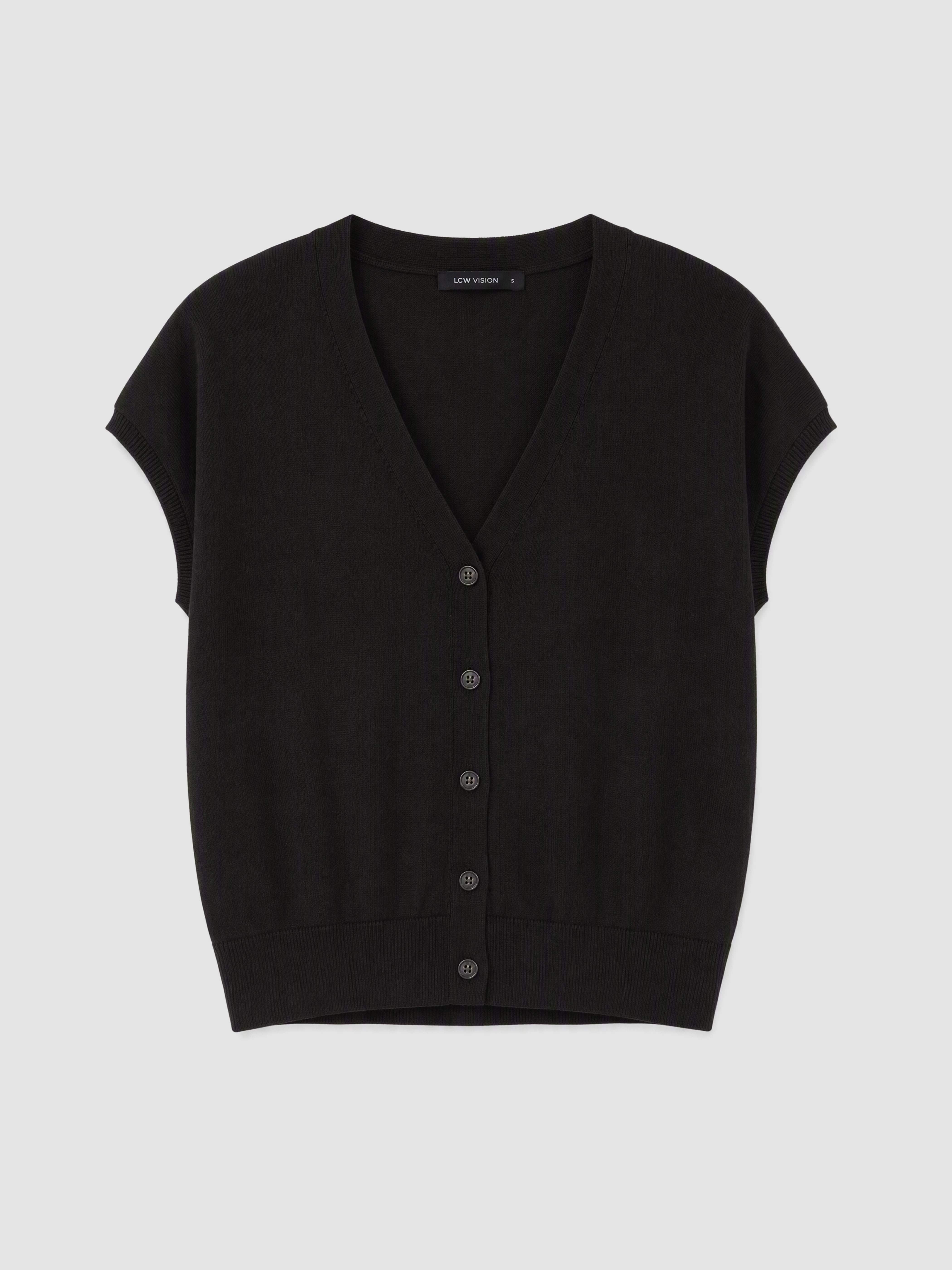 LCW Vision V Yaka Oversize Kadın Triko Yelek görsel 5
