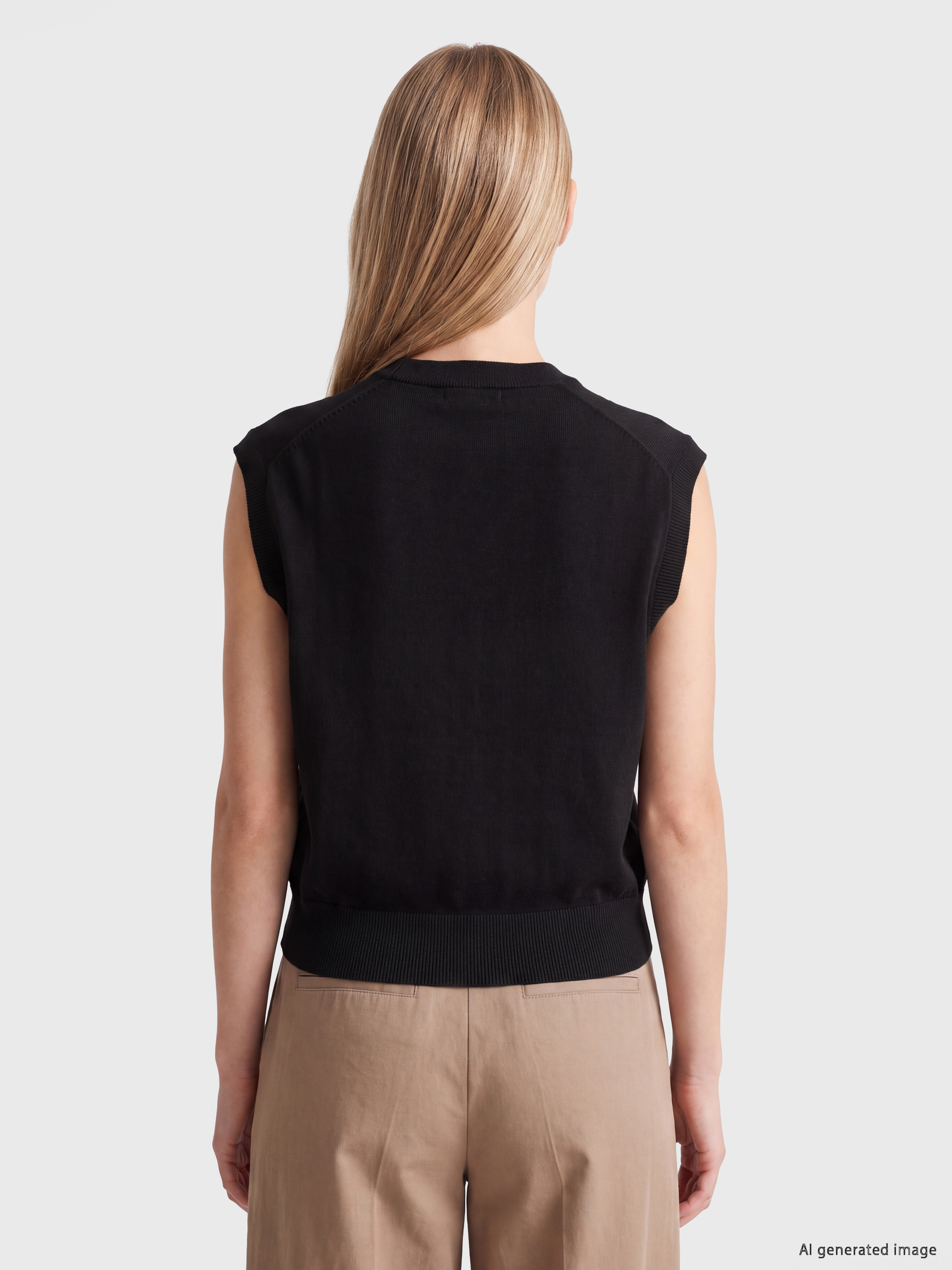 LCW Vision V Yaka Oversize Kadın Triko Yelek görsel 4