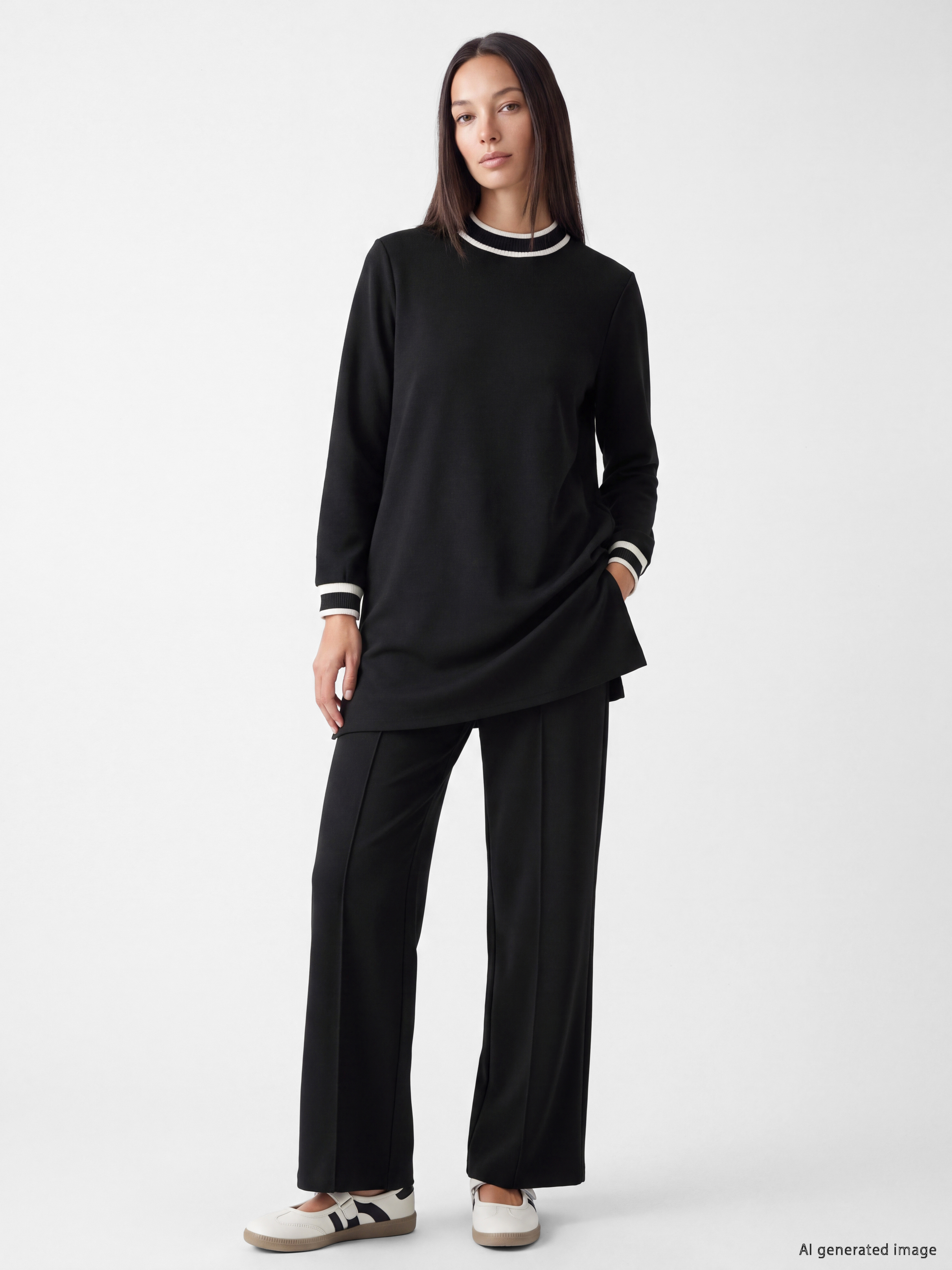LCW EVERYDAY Şerit Detaylı Soft Touch Kadın Sweatshirt Tunik görsel 3