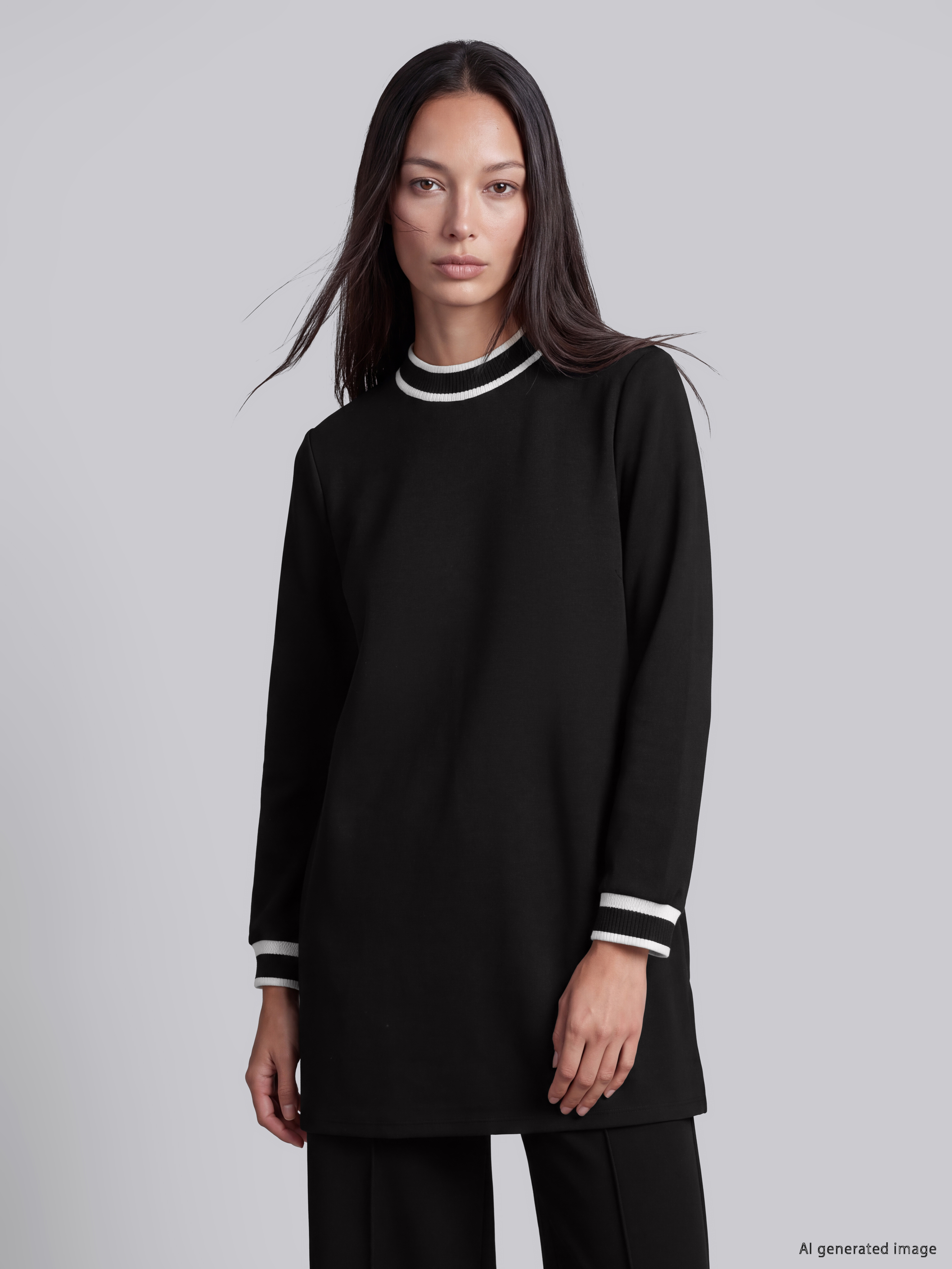 LCW EVERYDAY Şerit Detaylı Soft Touch Kadın Sweatshirt Tunik