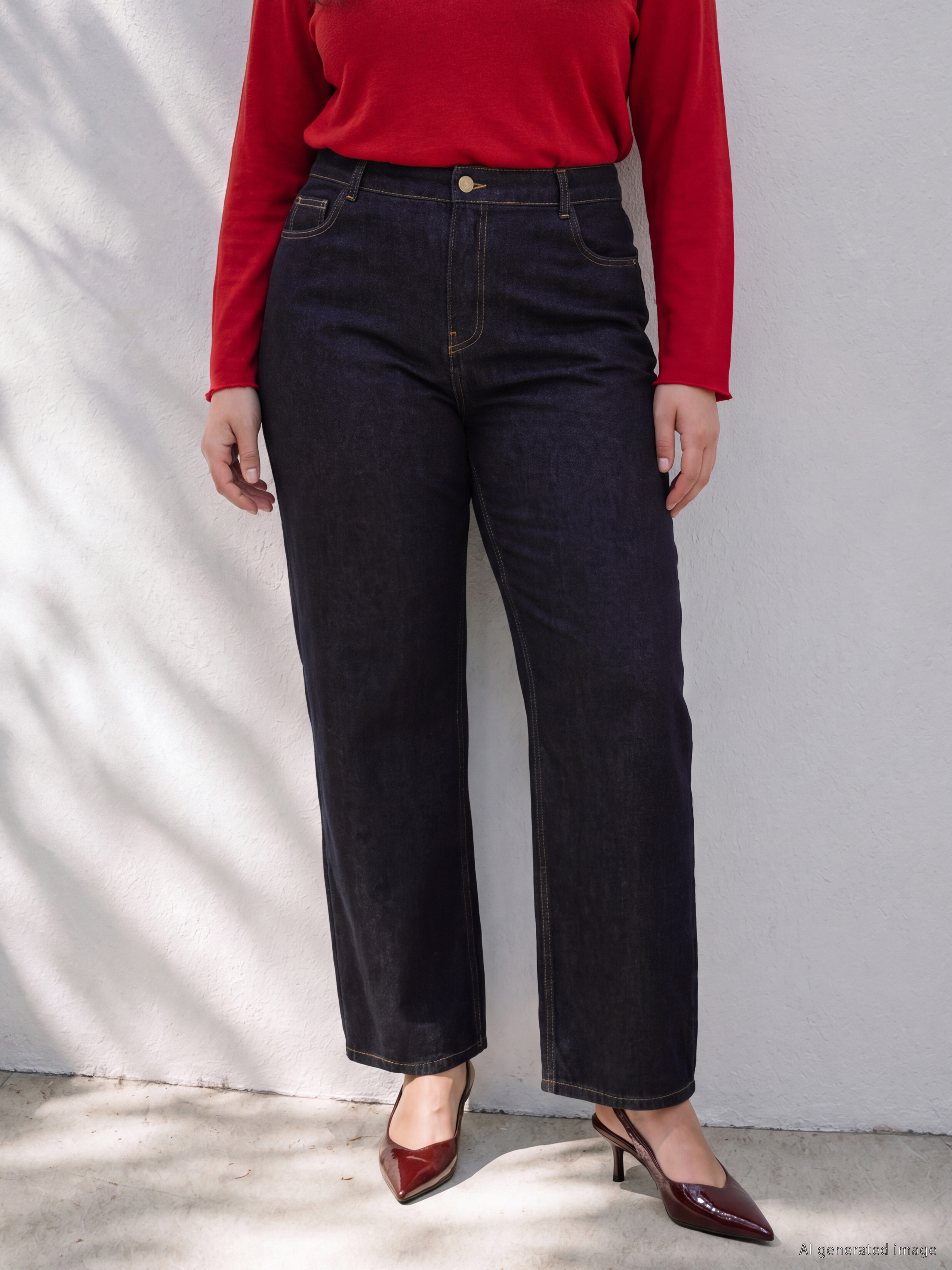 LCW Curve Büyük Beden Straight Fit Kadın Jean Pantolon görsel 2
