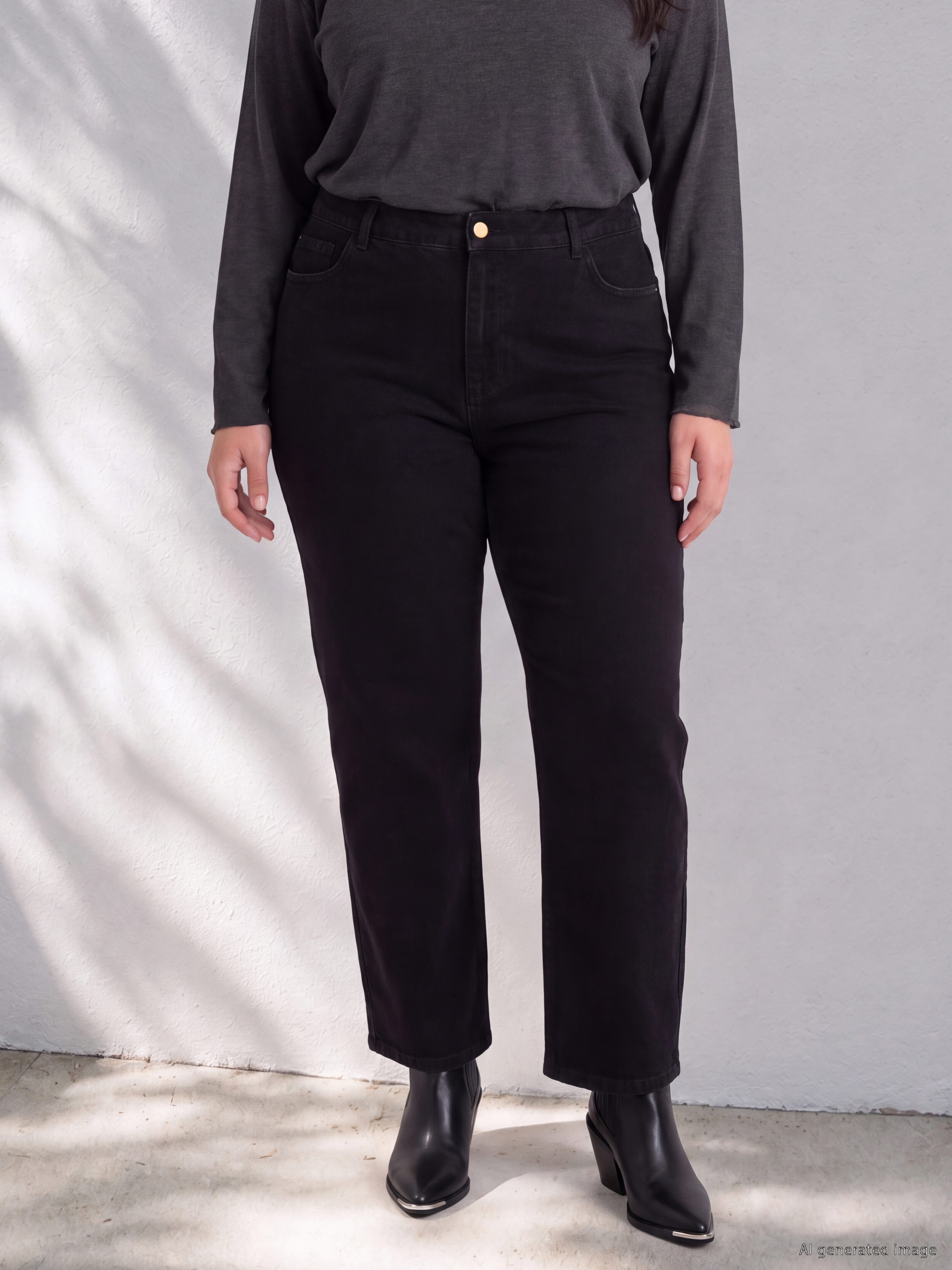 LCW Curve Büyük Beden Straight Fit Kadın Jean Pantolon görsel 2