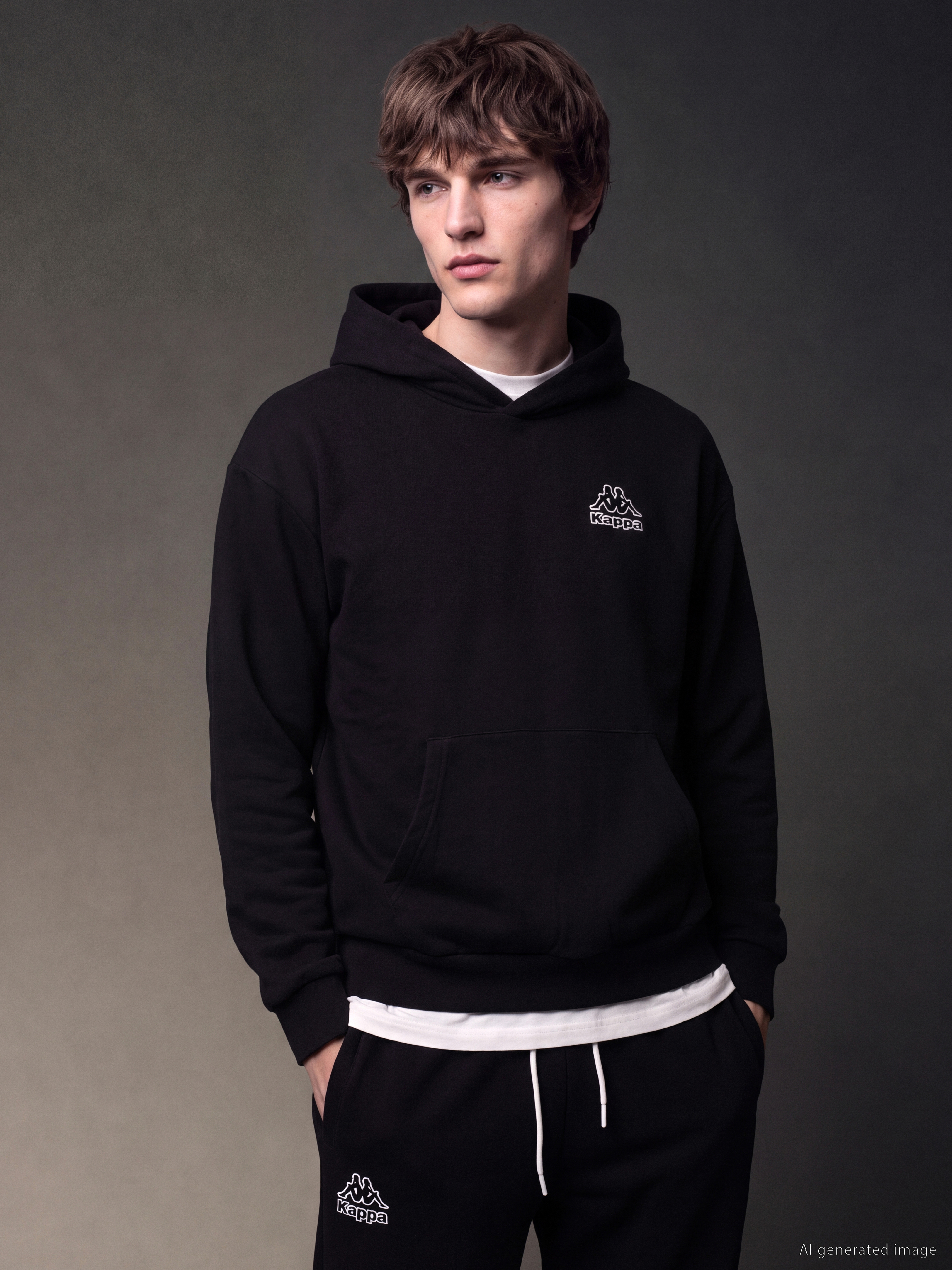 Kappa LC WAIKIKI Nakışlı Erkek Hoodie görsel 3