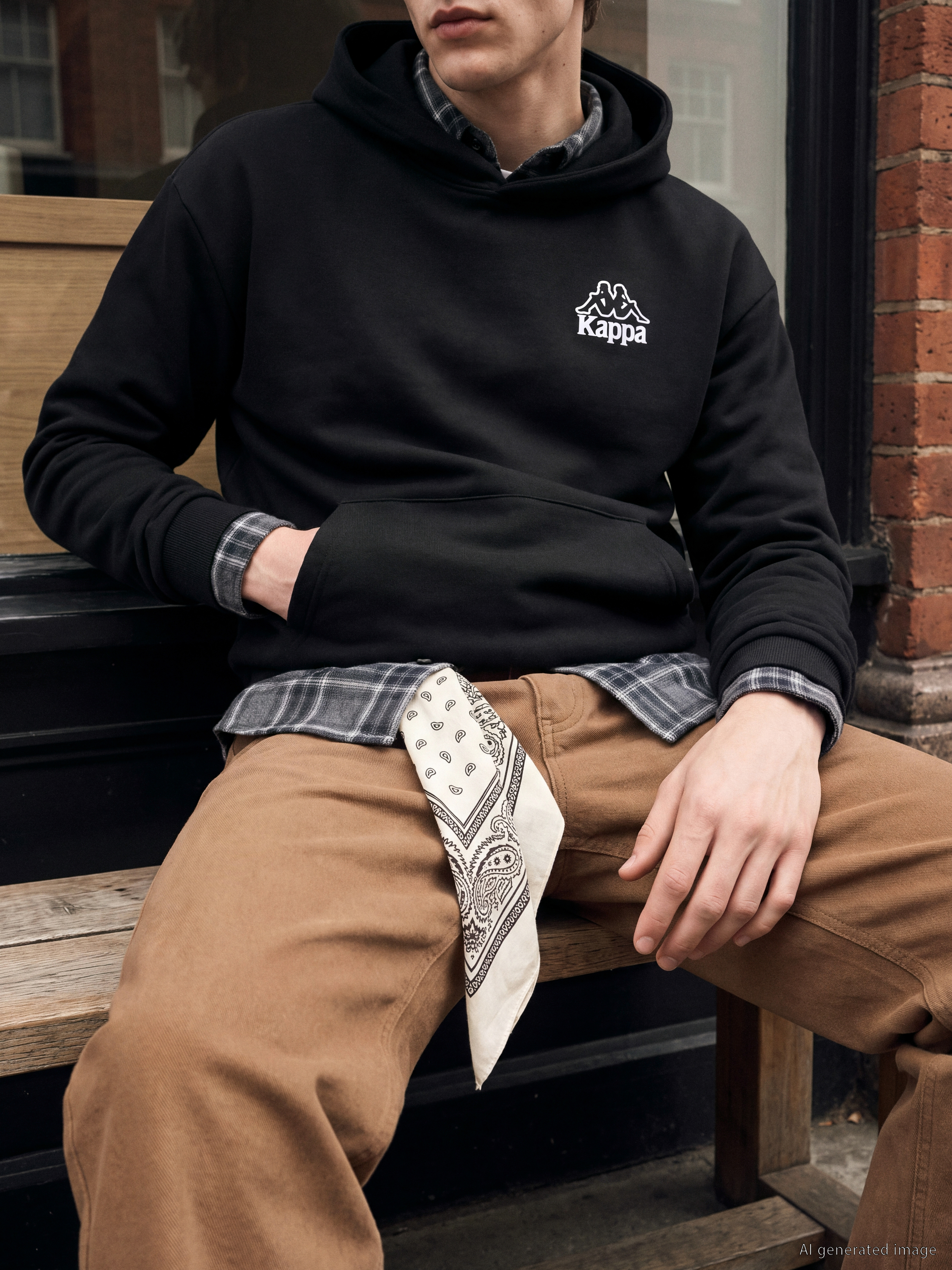 Kappa LC WAIKIKI Nakışlı Erkek Hoodie görsel 7