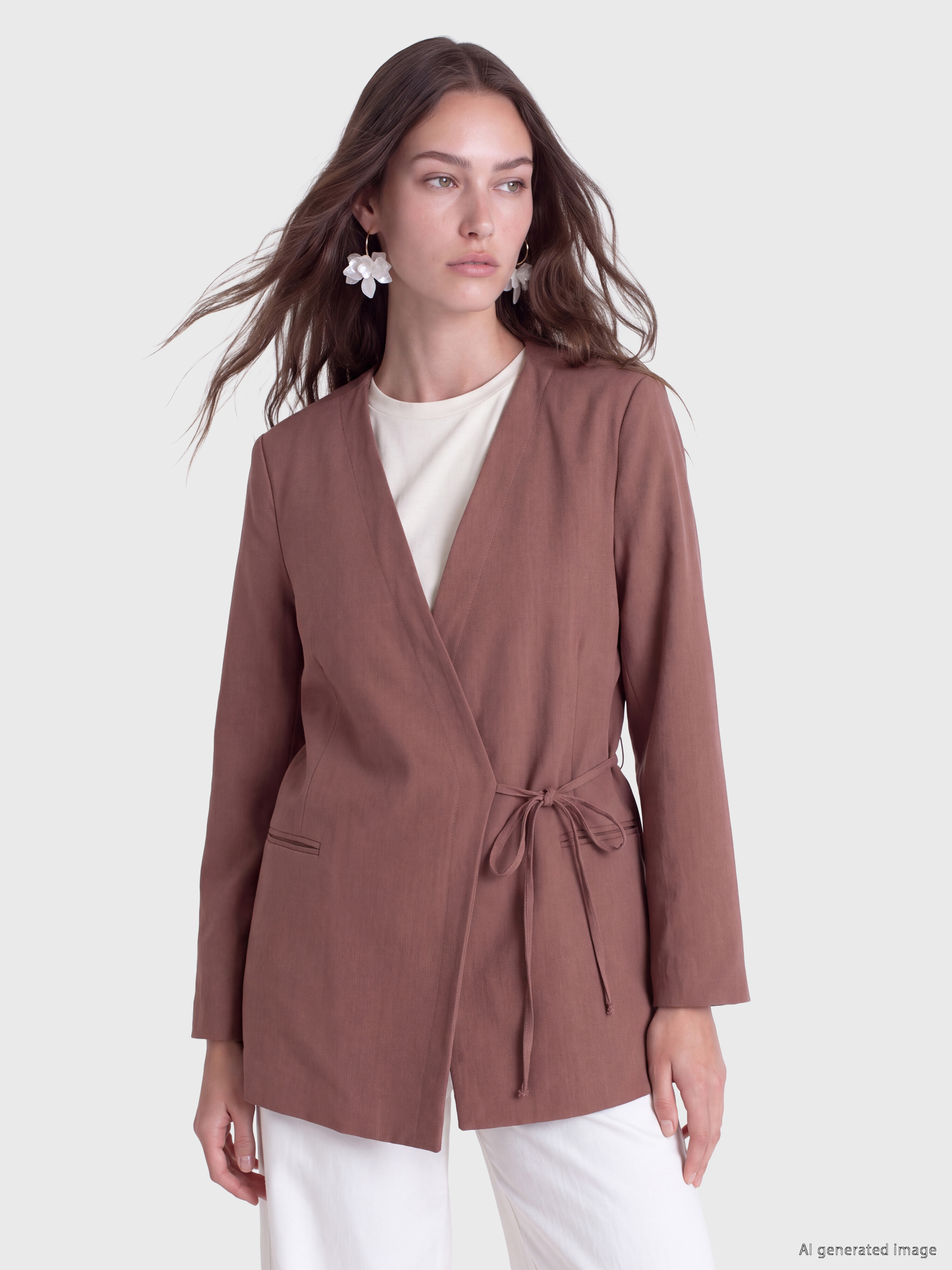 LCW Modest Kruvaze Yaka Bağlamalı Oversize Kadın Blazer Ceket