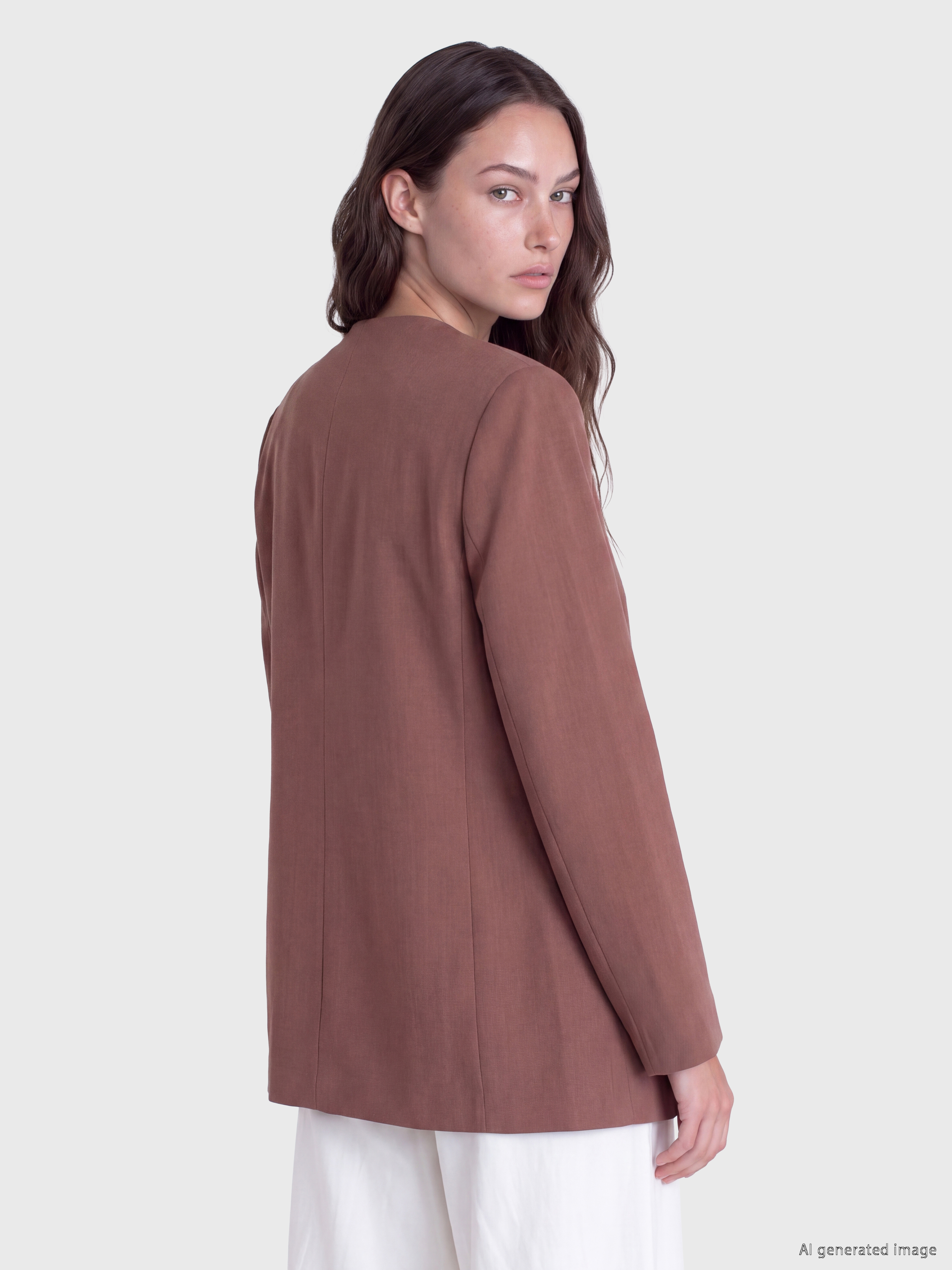 LCW Modest Kruvaze Yaka Bağlamalı Oversize Kadın Blazer Ceket görsel 4